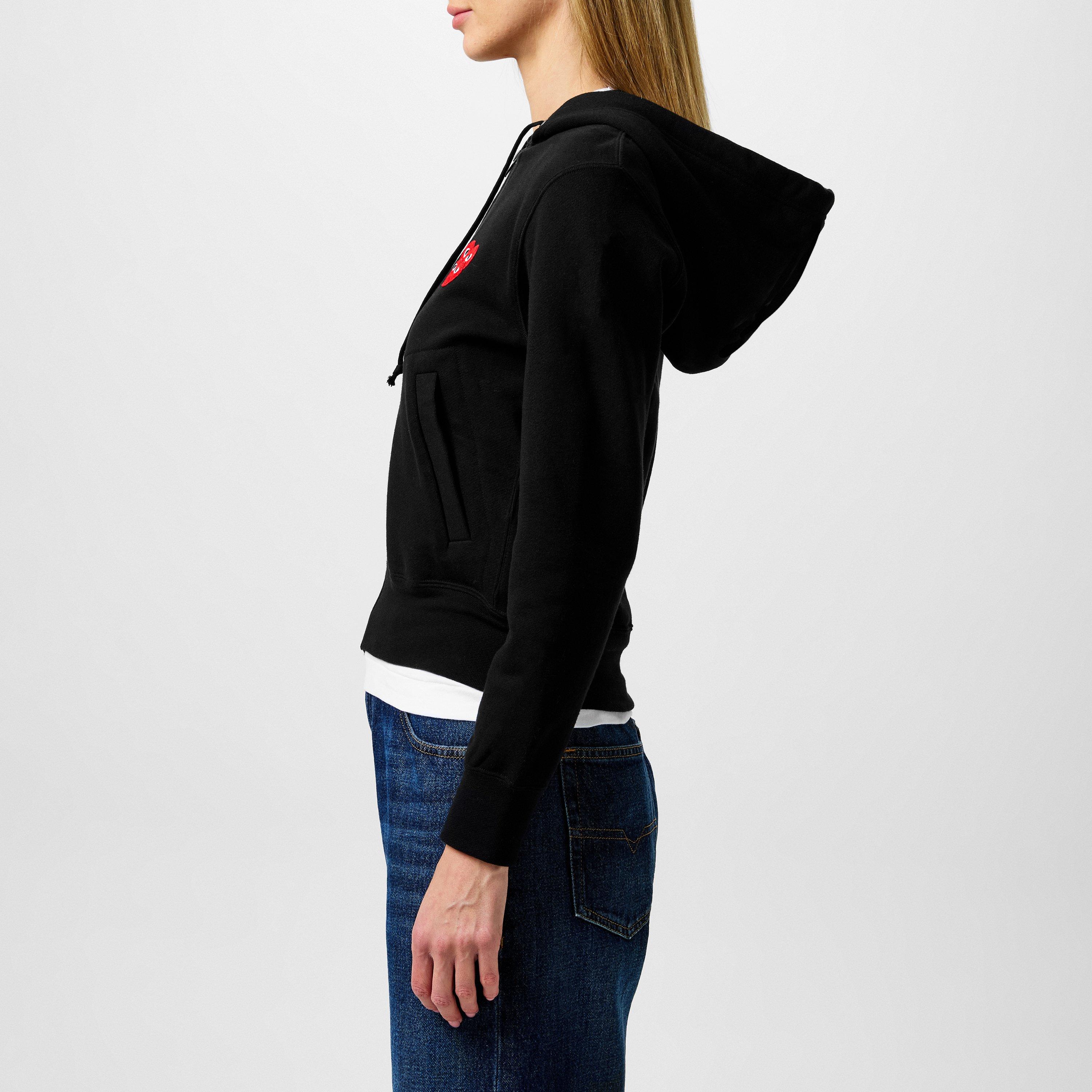 Black/Red - Comme des Garcons PLAY - Double Heart Hoodie - 5