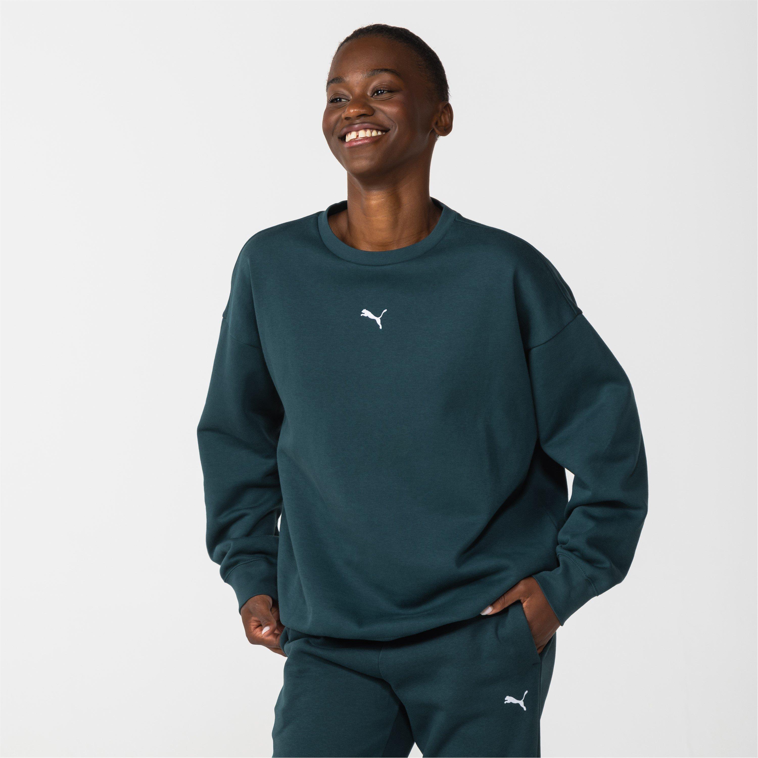 Puma Women's Oversized Sweatshirt - Green Terrain - 10 (S)