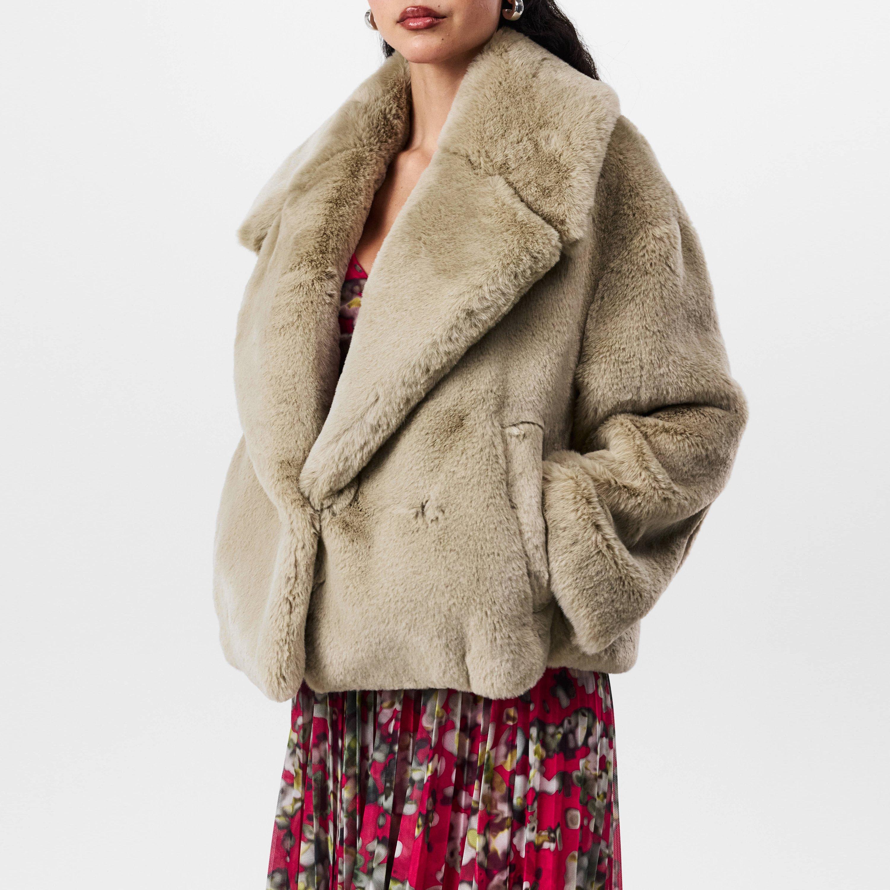 Open Beige - Boss - Women's Curmeta Black Cropped Teddy Long Sleeve Faux Fur Coat - 1
