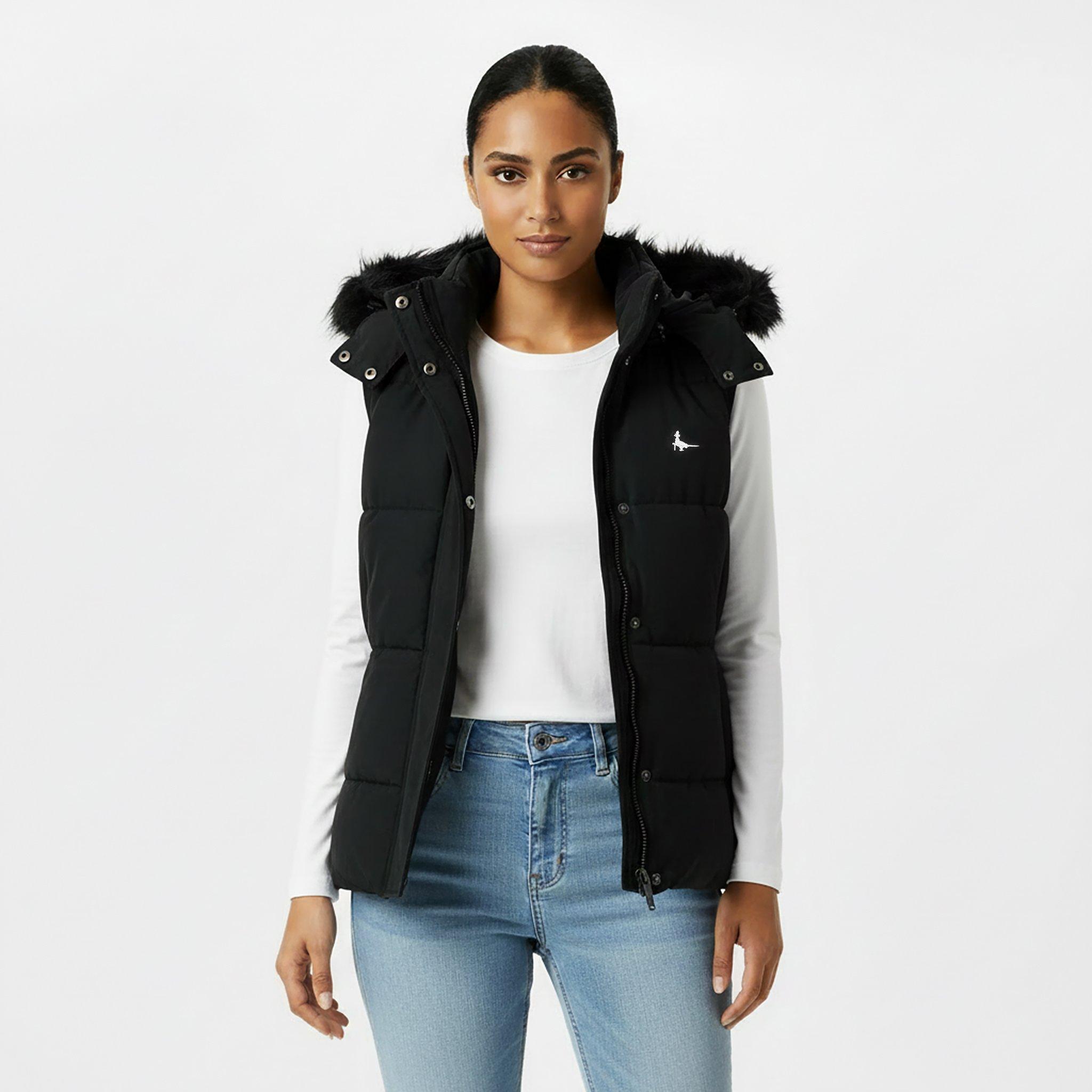 Black 09 - Jack Wills - Women's Willow Heritage Waterproof Detachable Hood Puffer Gilet - 3