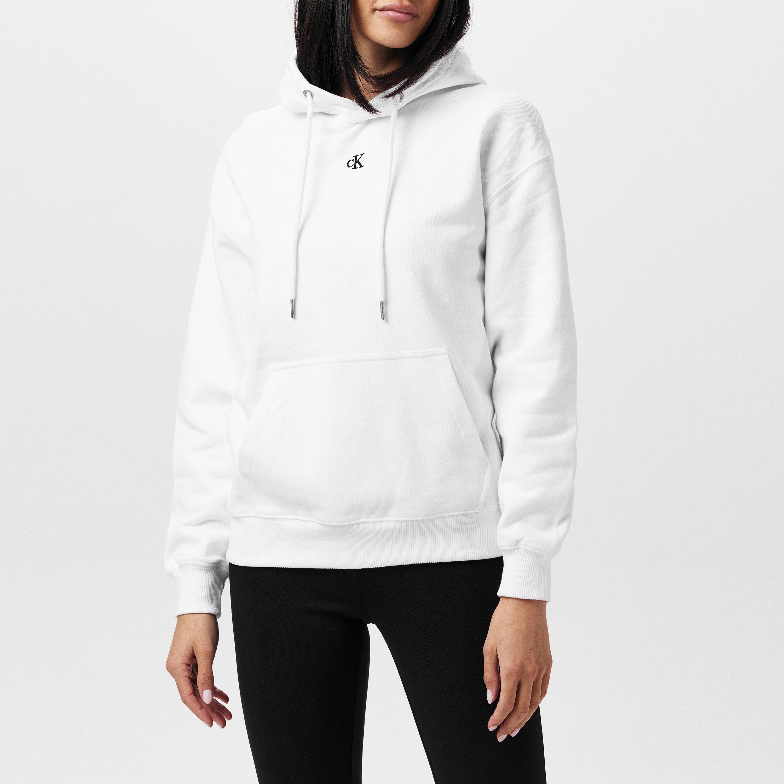 Calvin Klein Jeans Women's Ck Embroidered Relaxed Hoodie - Bright White - 8 (XS)