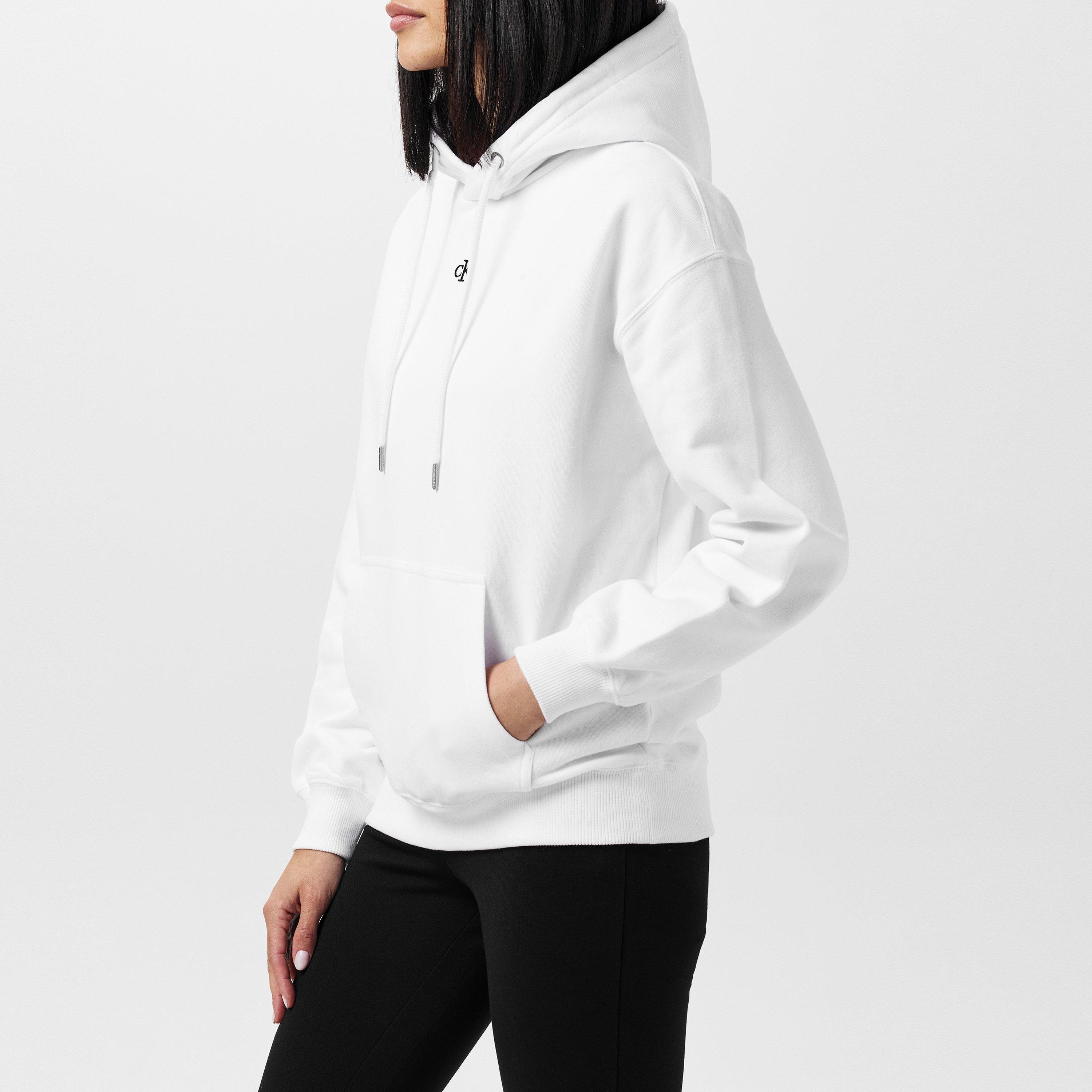 Sjajno bijelo - Calvin Klein Jeans - Women's CK Embroidered Relaxed Hoodie - 2