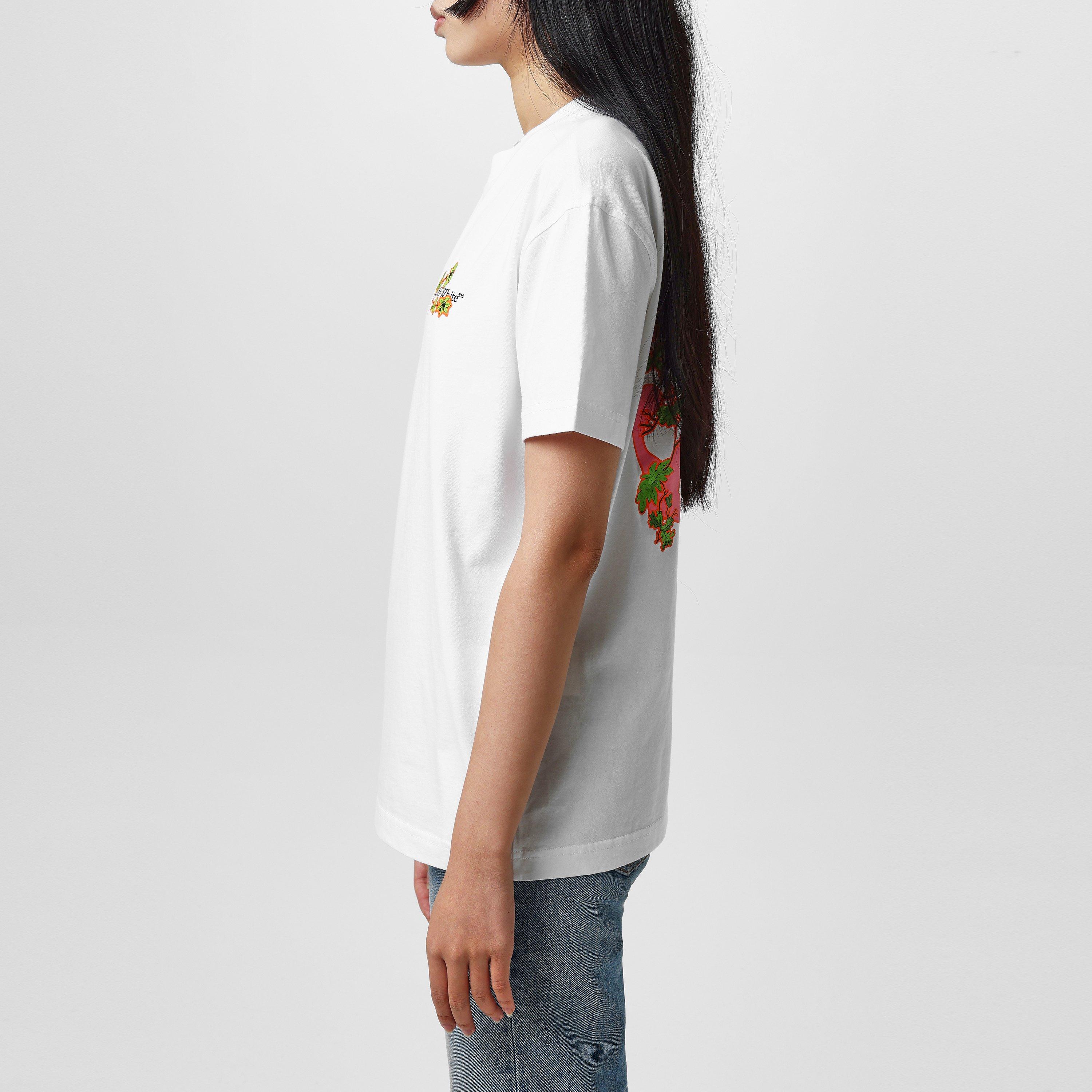 White - Off White - Women's  Floral T-Shirt with Monogram - 2