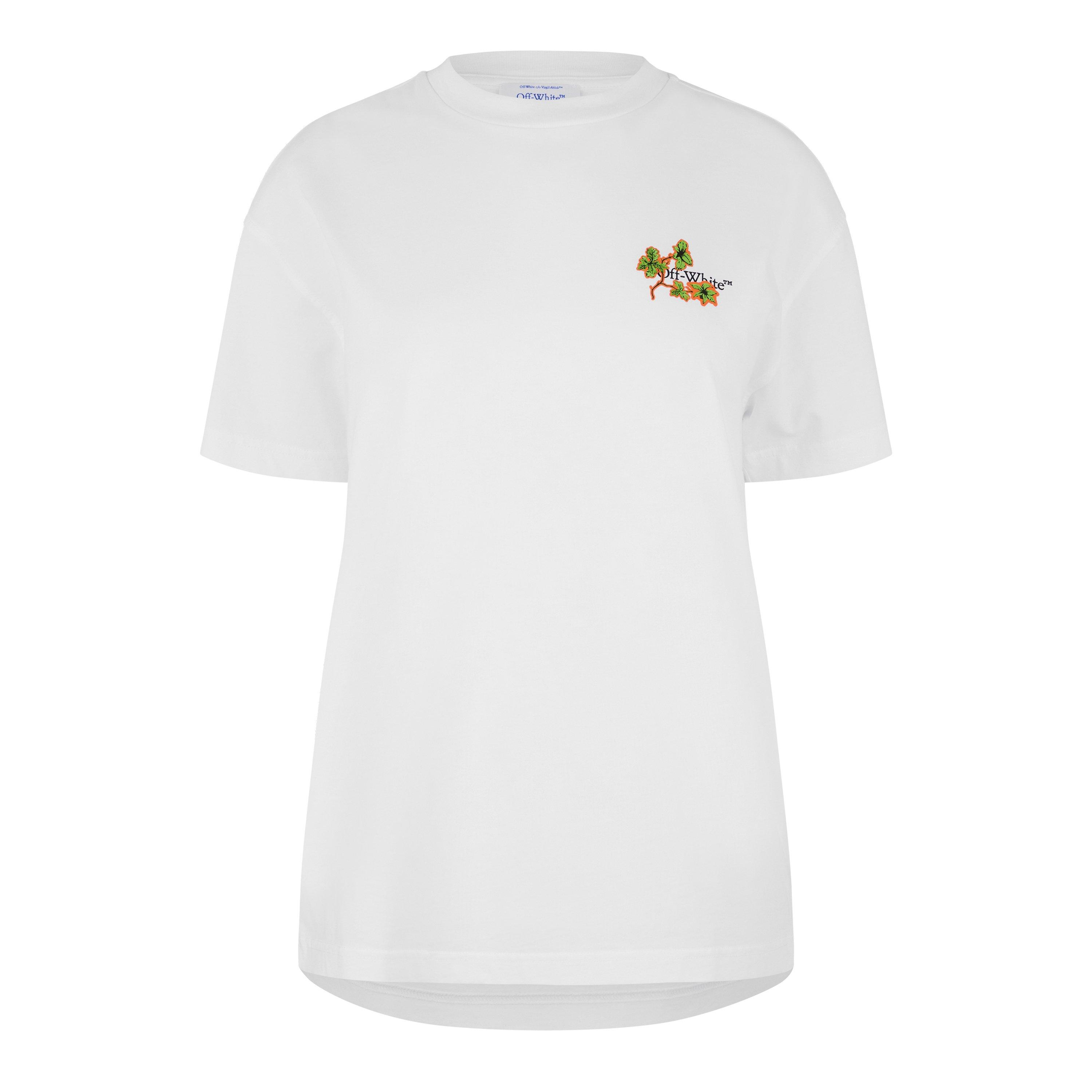 Off White Women's Floral T-Shirt with Monogram Regular Fit T