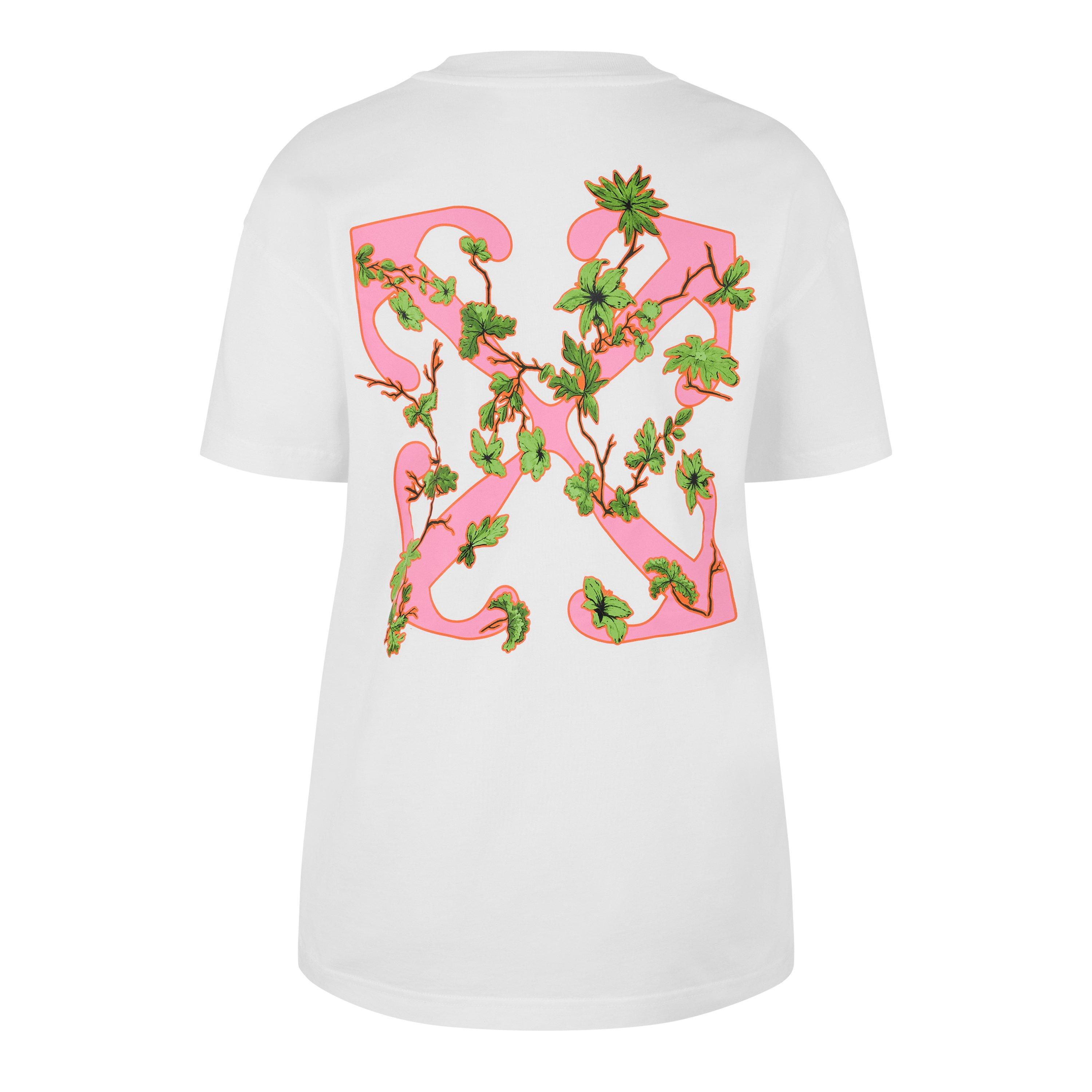 White - Off White - Women's  Floral T-Shirt with Monogram - 6