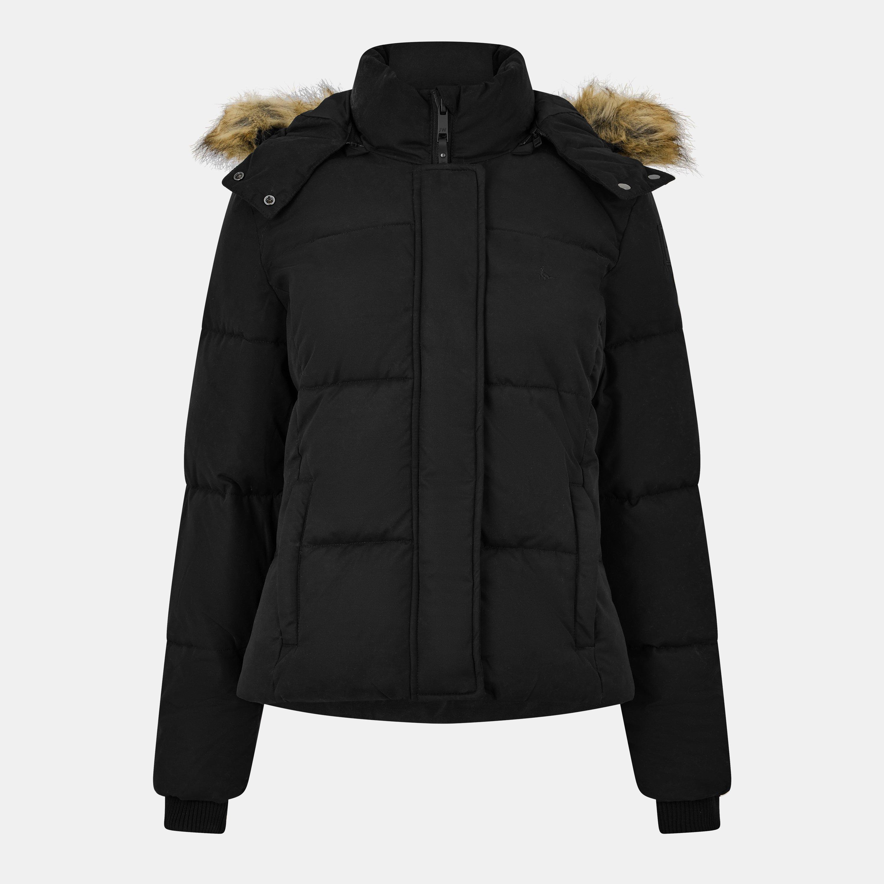 Schwarz - Jack Wills - Women's Riley Wind Resistant Detachable Hood Short Puffer Jacket - 1