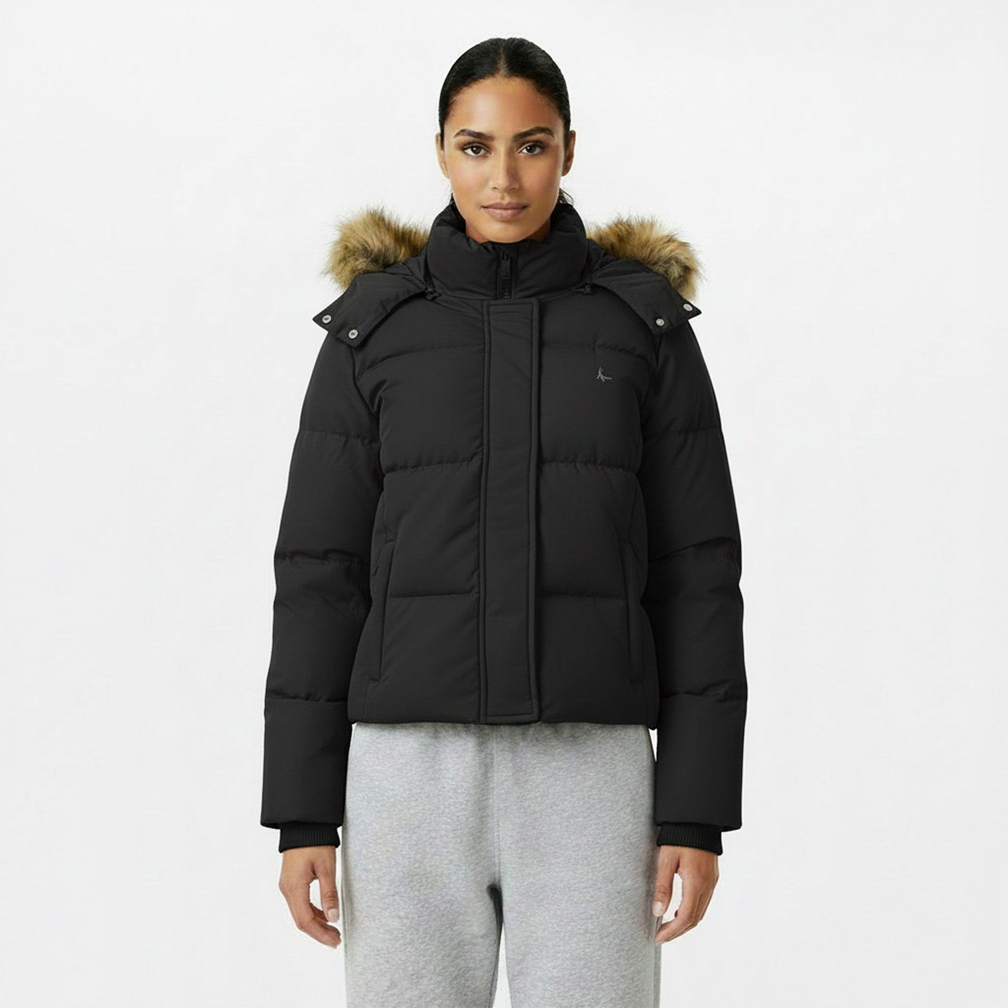 Black - Jack Wills - Women's Riley Wind Resistant Detachable Hood Short Puffer Jacket - 3