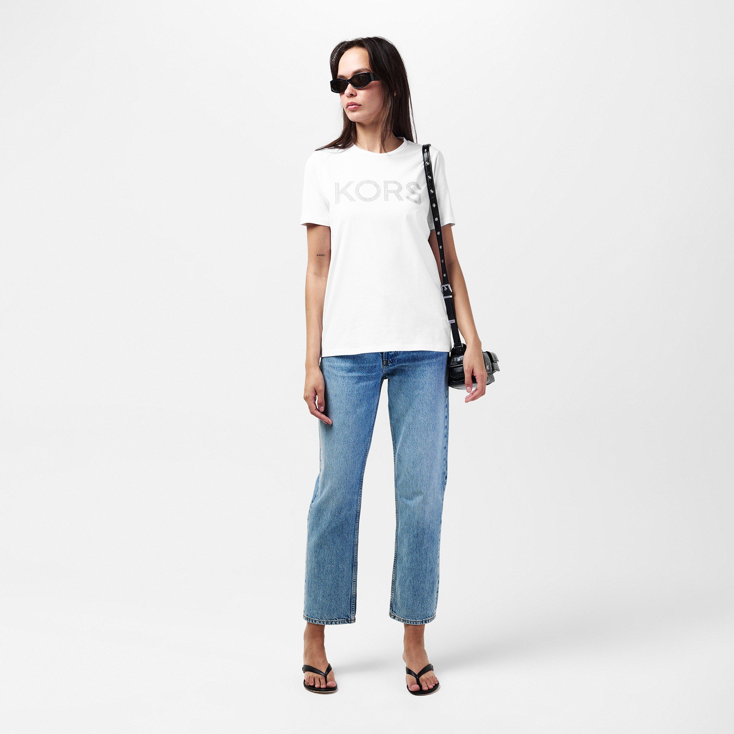 White - MICHAEL Michael Kors - Stud Crew Neck T Shirt - 6