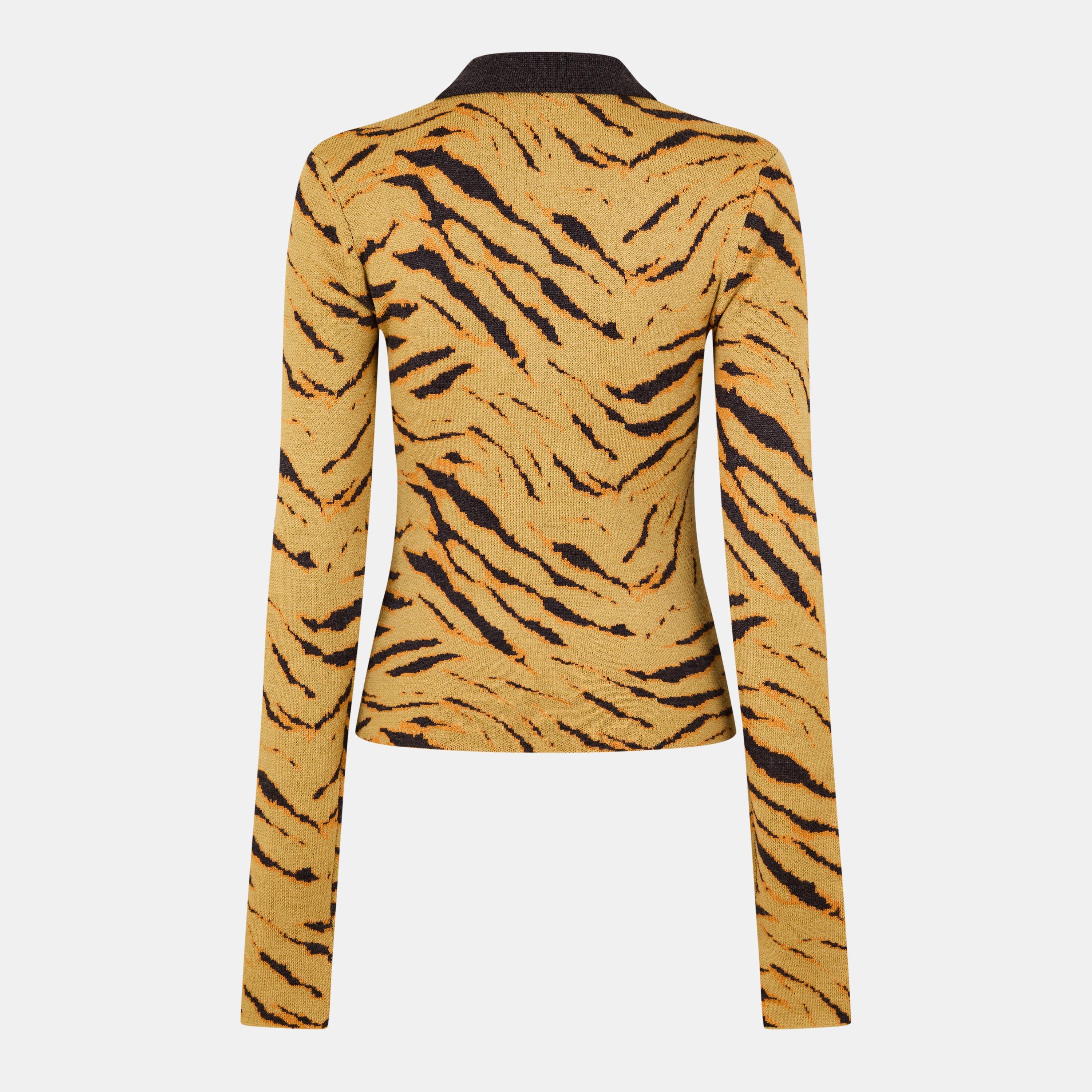 Khaki Zebra - Ganni - Polo Leopard Top - 2
