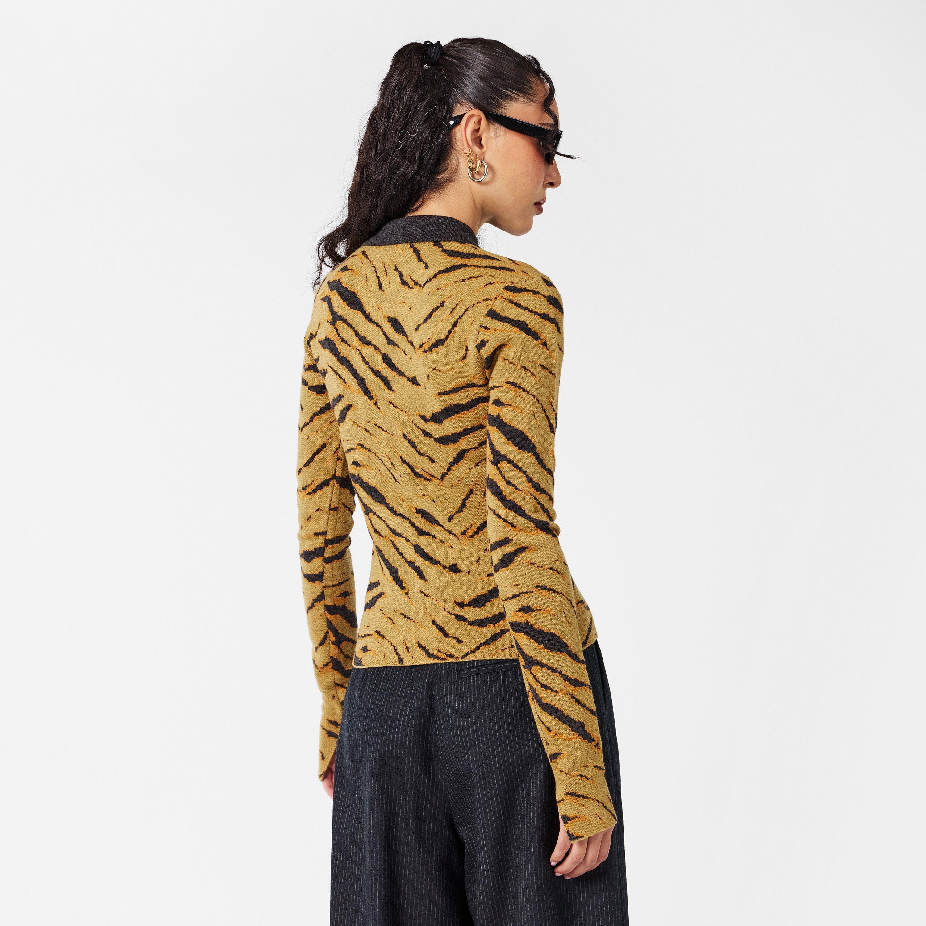 Khaki Zebra - Ganni - Polo Leopard Top - 4