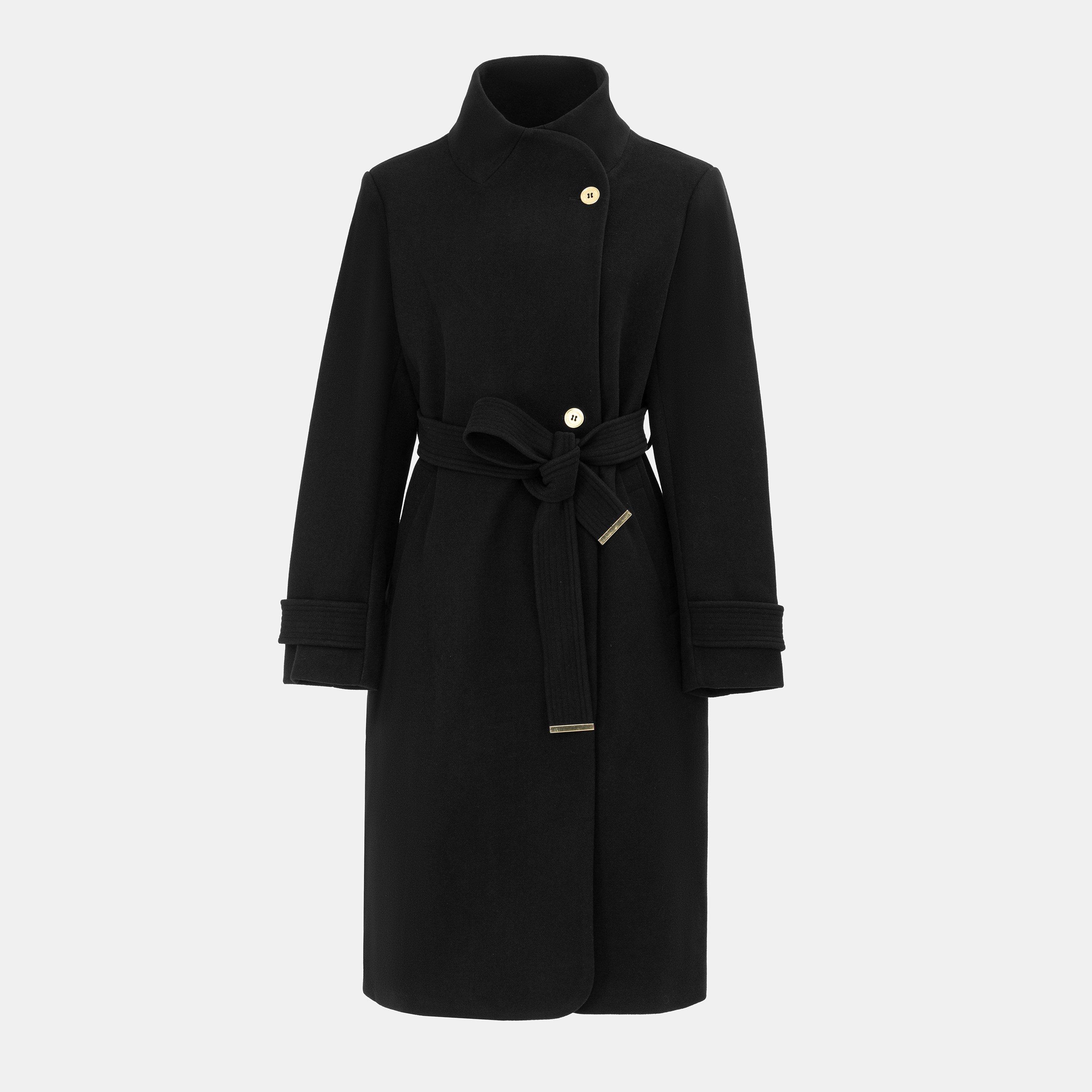 Black - Biba - Womens Billie Belted Long Sleeve Mid-Length Overcoat - 1