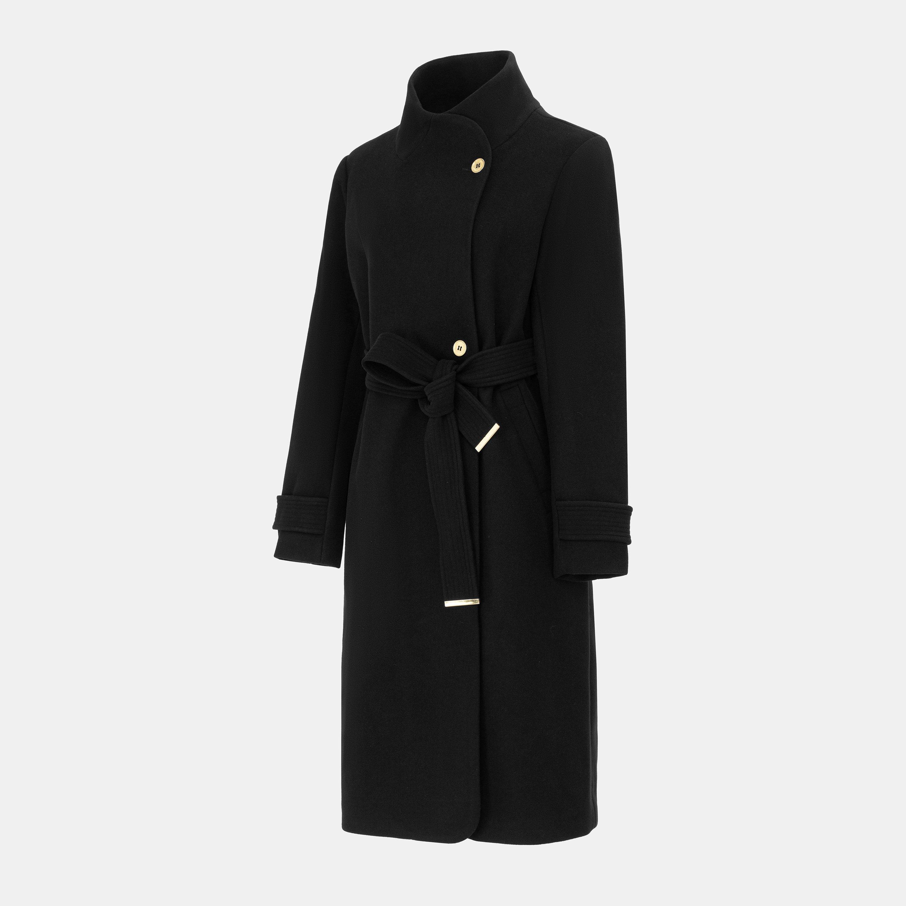 Black - Biba - Women's Billie Belted Long Sleeve Mid-Length Overcoat - 3