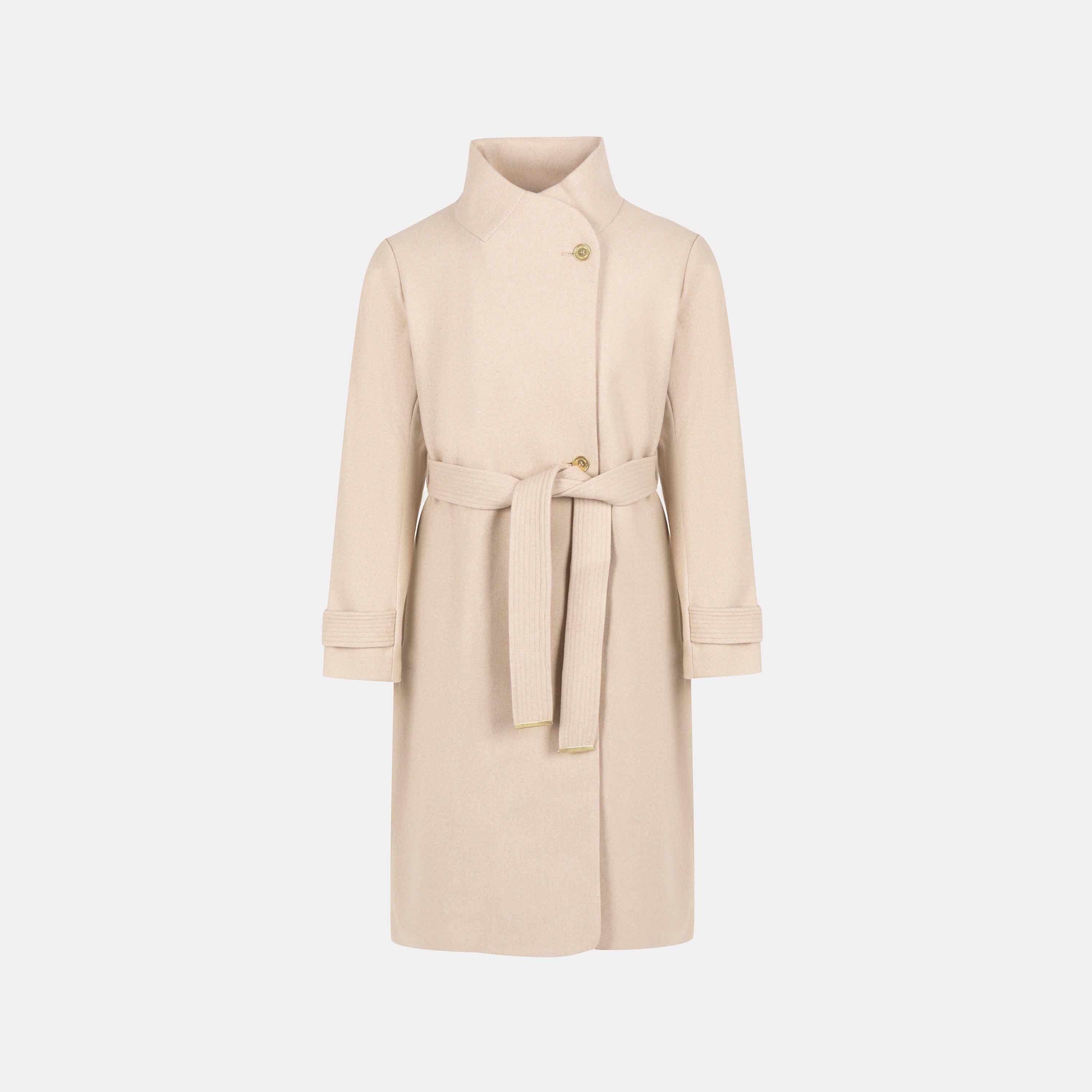 Womens Billie Belted Long Sleeve Mid-Length Overcoat