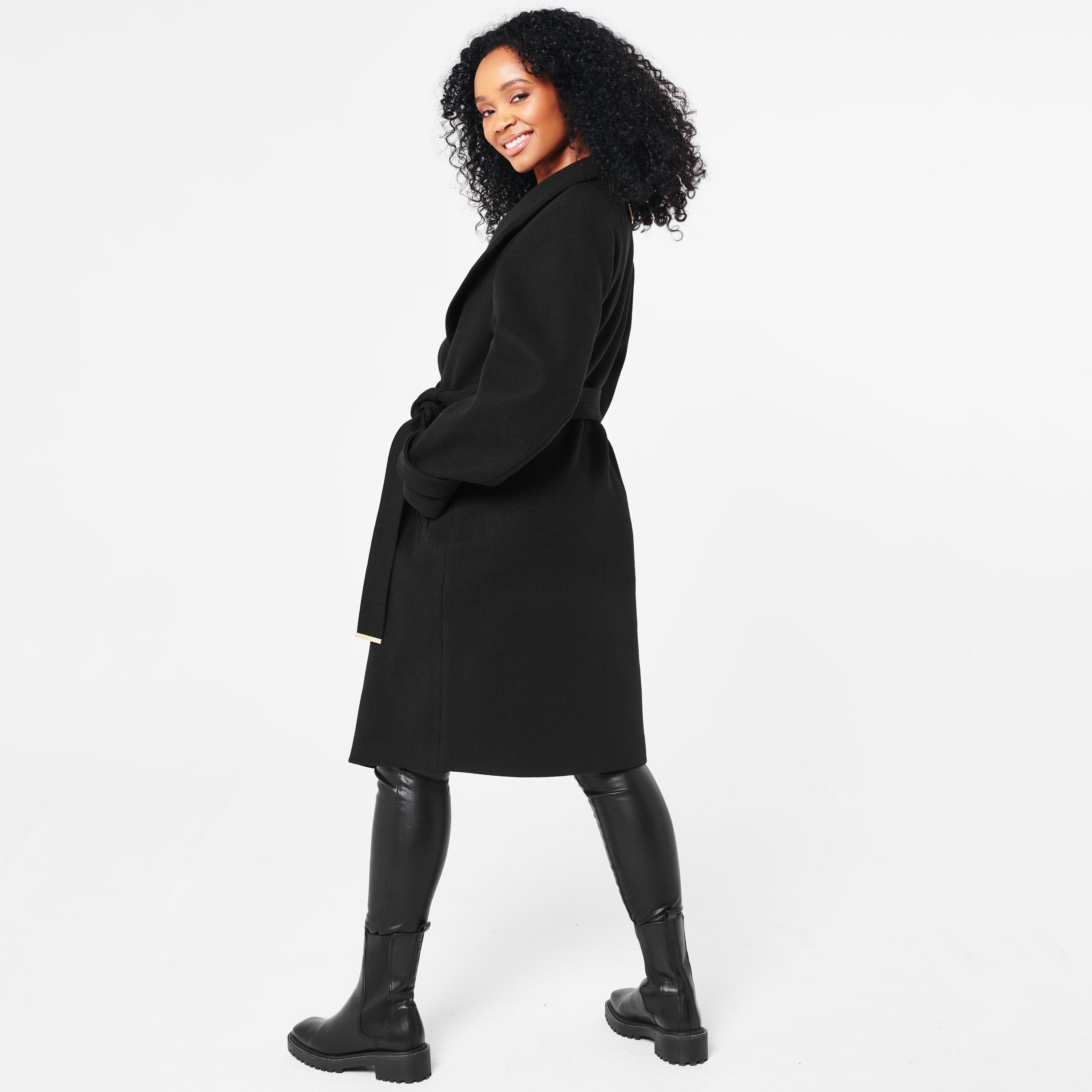 Negro - Biba - Women's Billie Belted Long Sleeve Mid-Length Overcoat - 2
