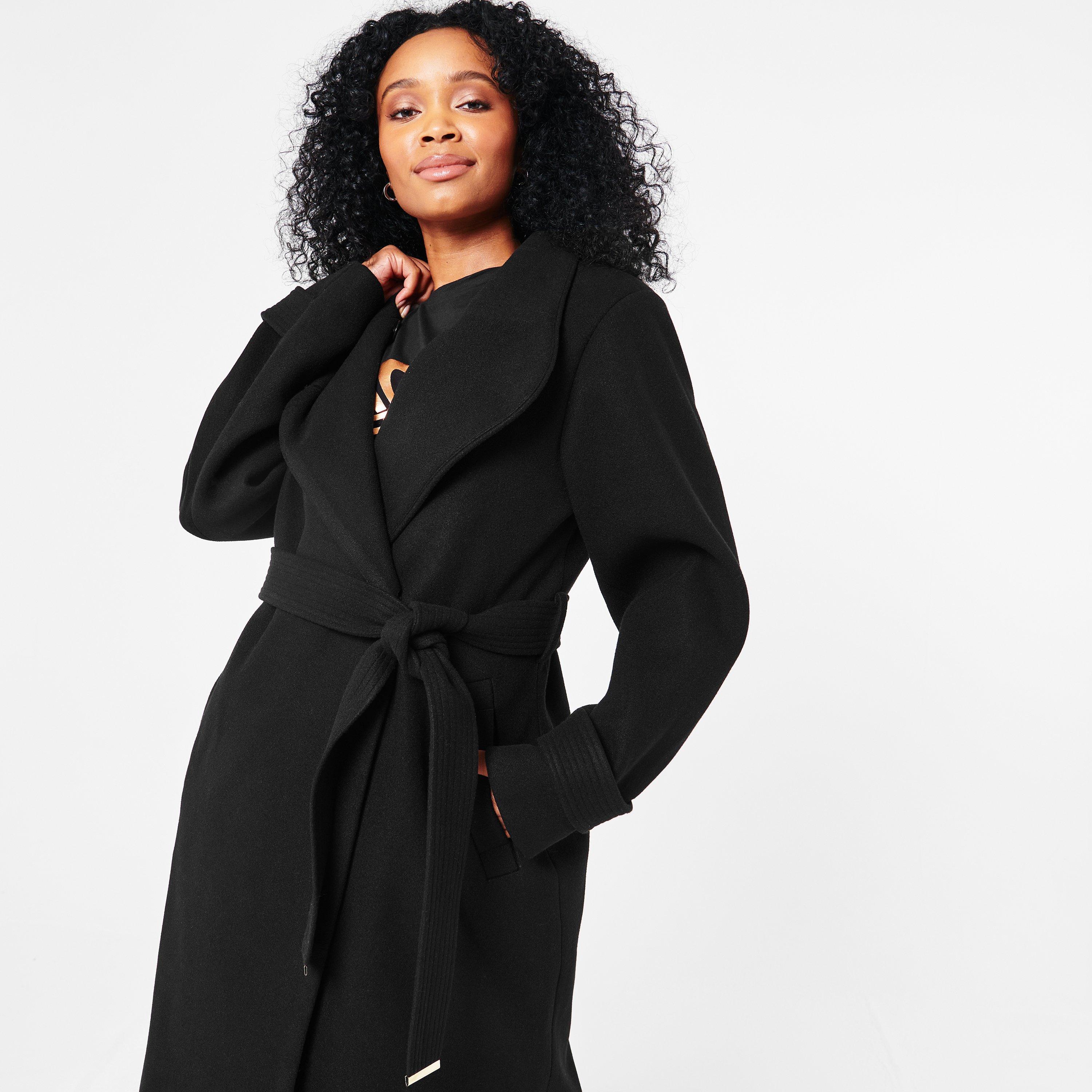 Negro - Biba - Women's Billie Belted Long Sleeve Mid-Length Overcoat - 3