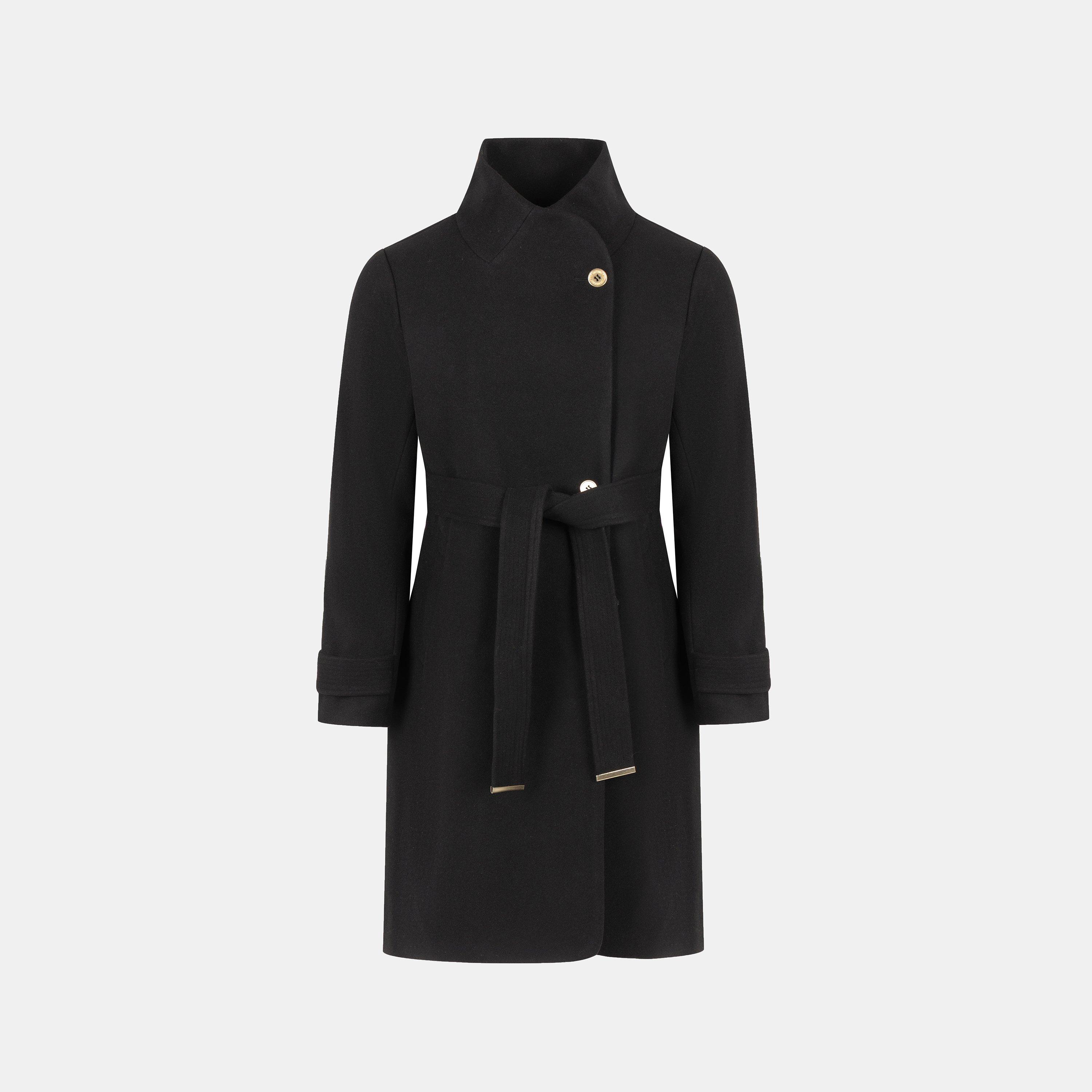 Womens Billie Belted Long Sleeve Mid-Length Overcoat