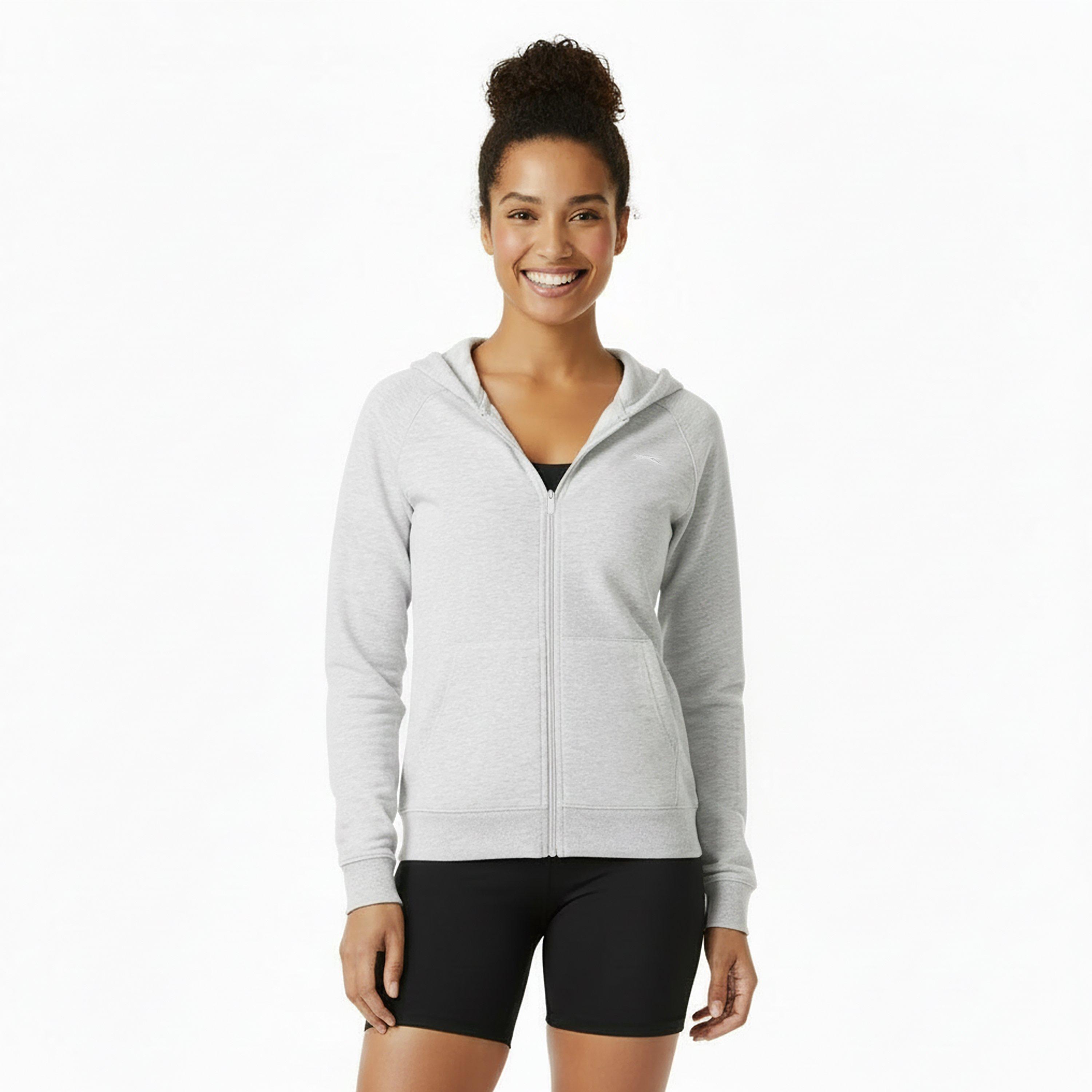 Ice Grey Marl - Slazenger - Fitted Full Zip Hoodie Womens - 3