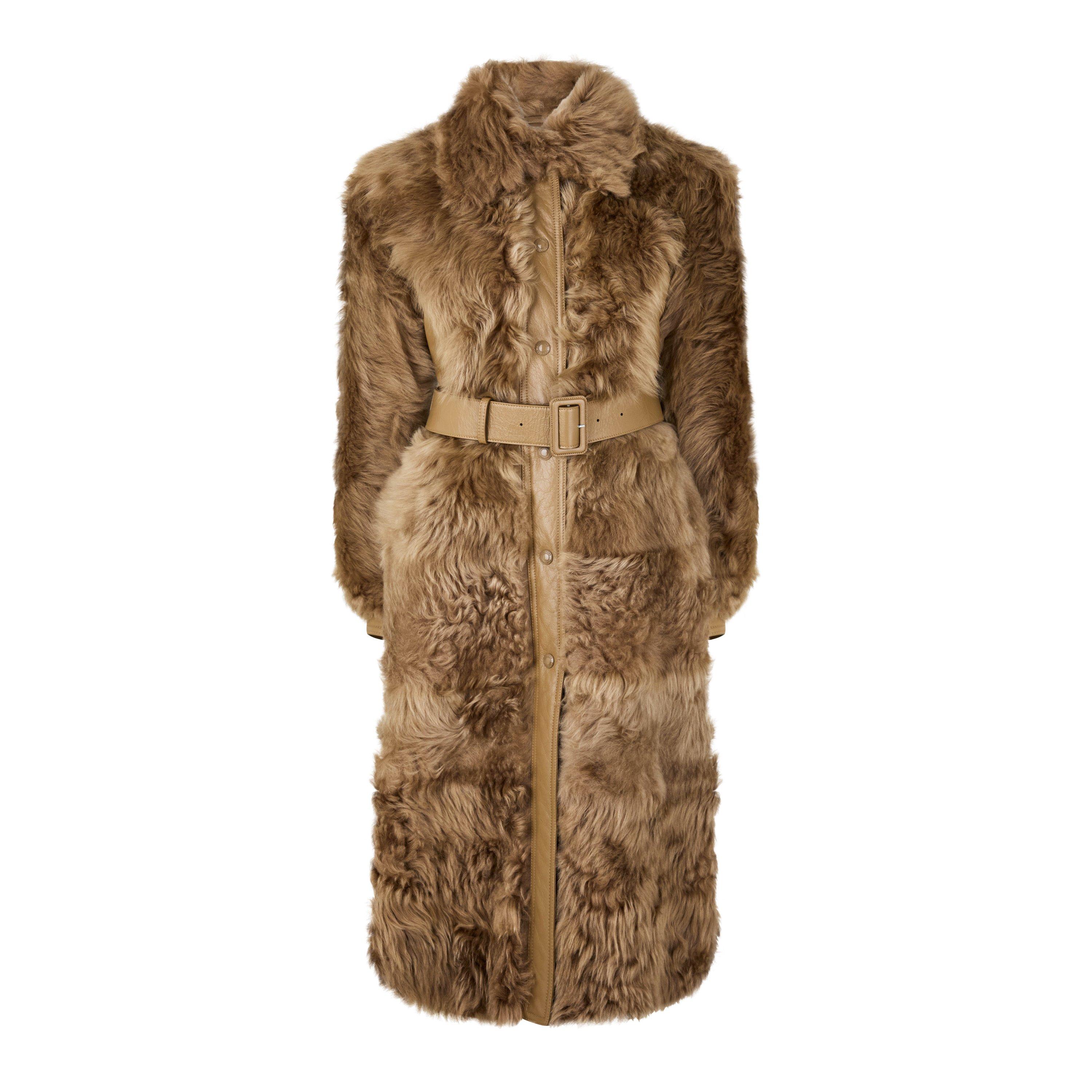 Honey - Tom Ford - Women's Belted Lambskin Lamb Fur Long Sleeve Shearling Jacket - 5