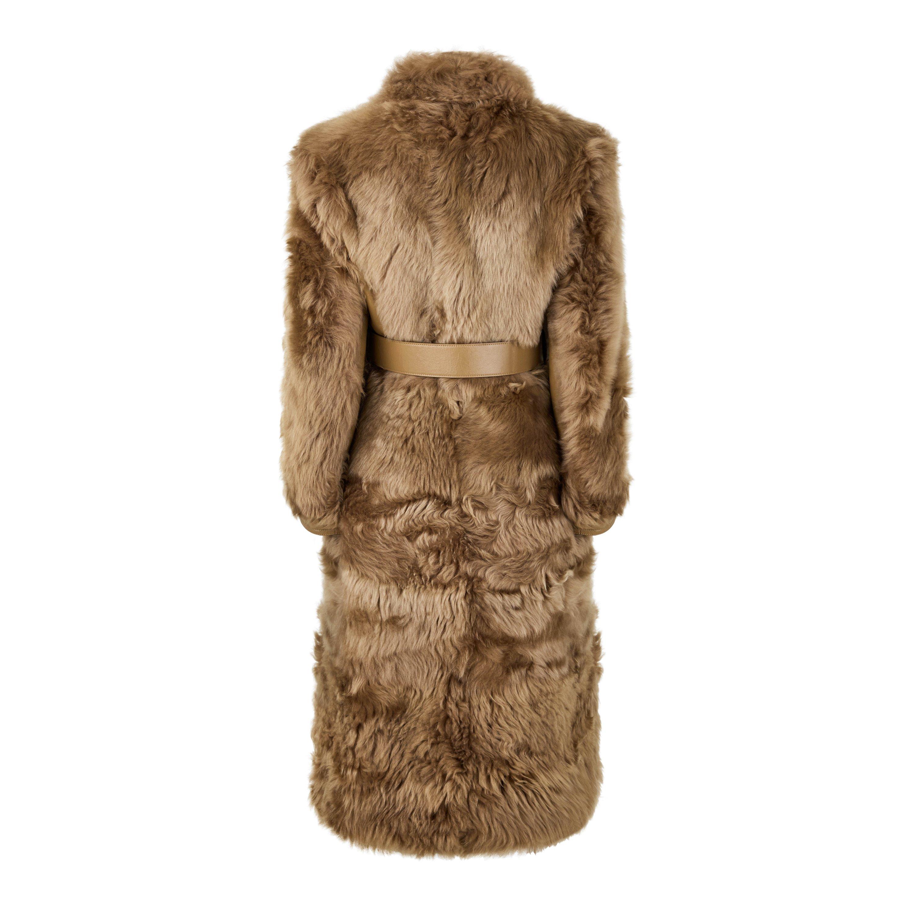 Honey - Tom Ford - Women's Belted Lambskin Lamb Fur Long Sleeve Shearling Jacket - 6