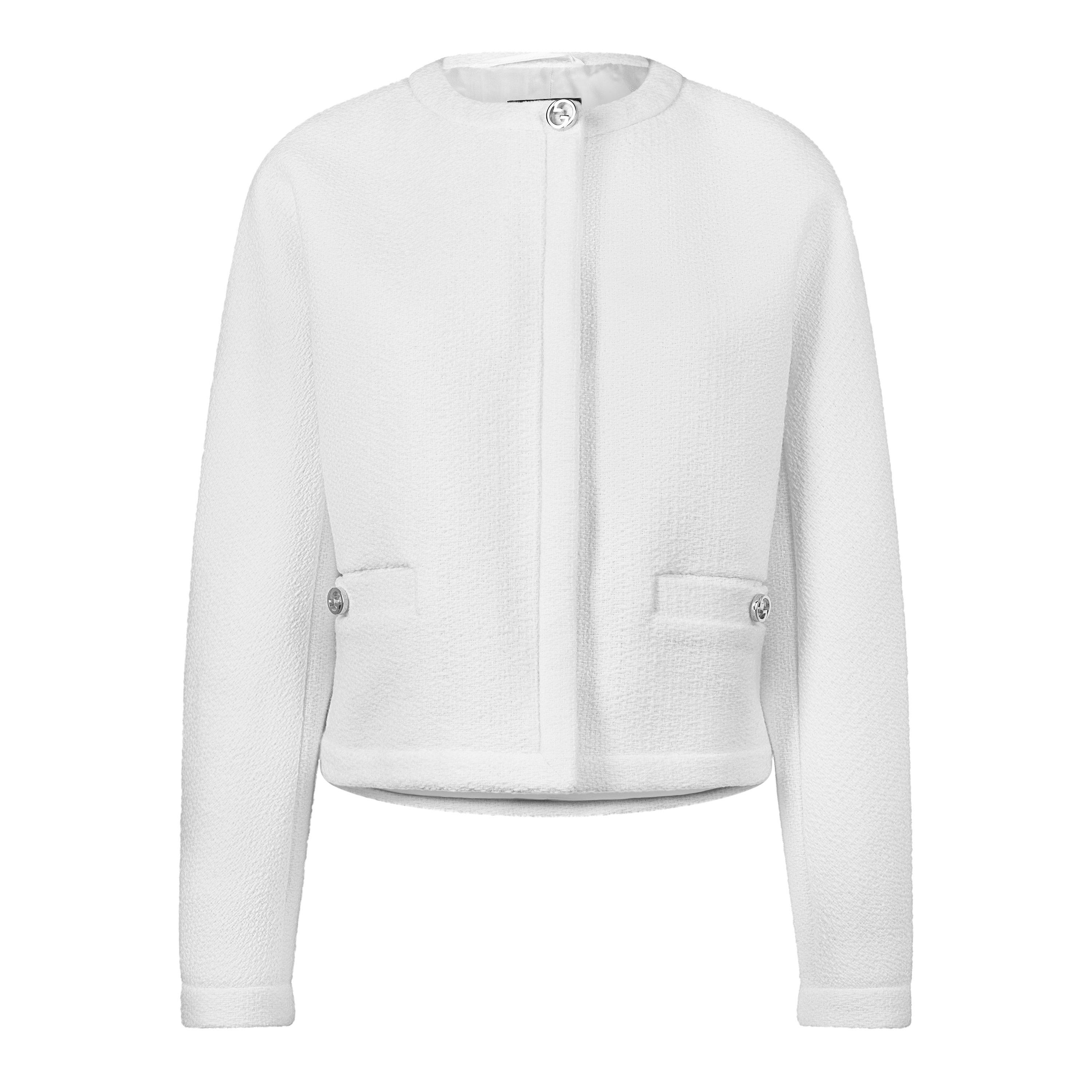 Off White - Gucci - Women's Wool Bouclv© Collarless Long Sleeve Overcoat - 1