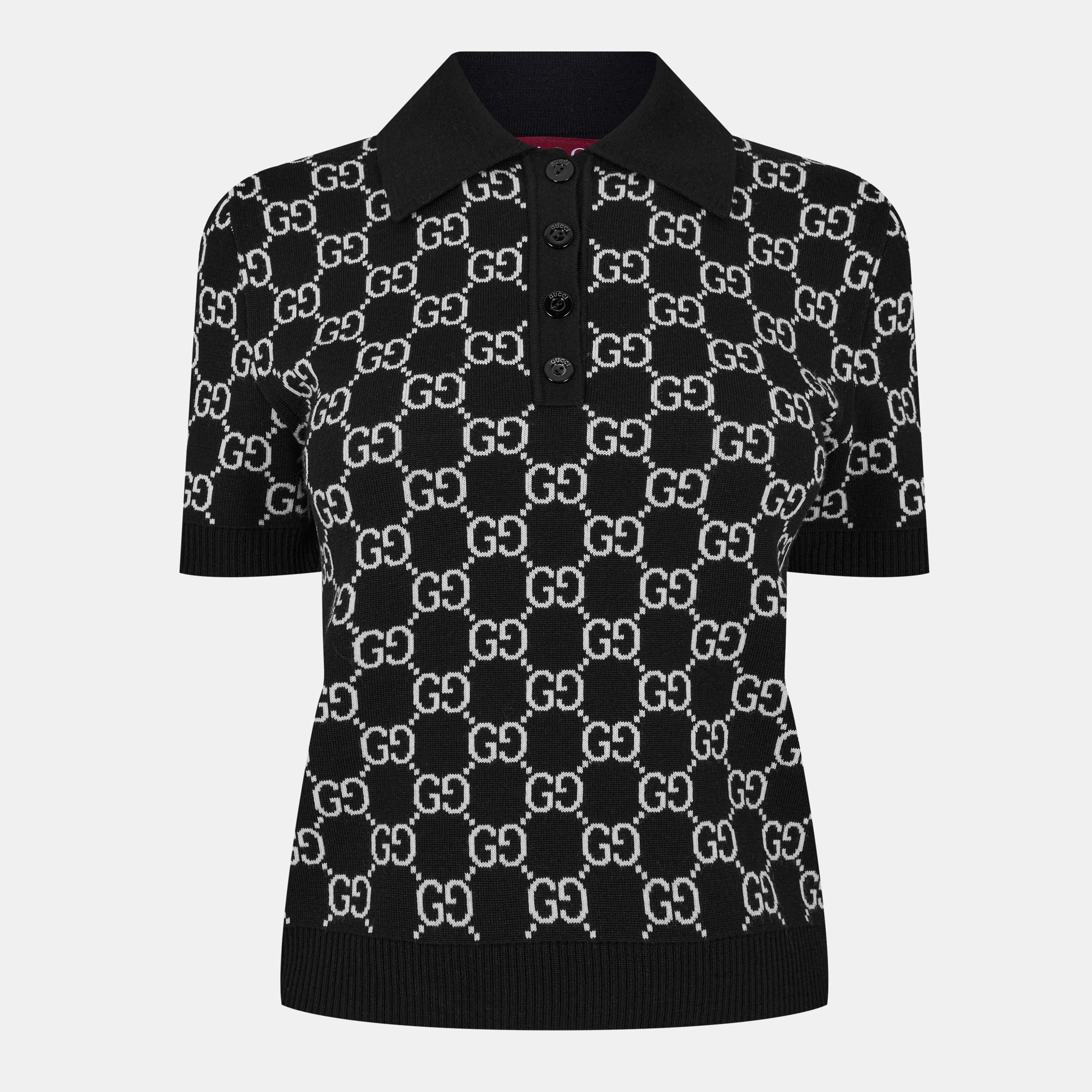 Black/White - Gucci - Reversible GG Wool Jacquard Polo Shirt - 1