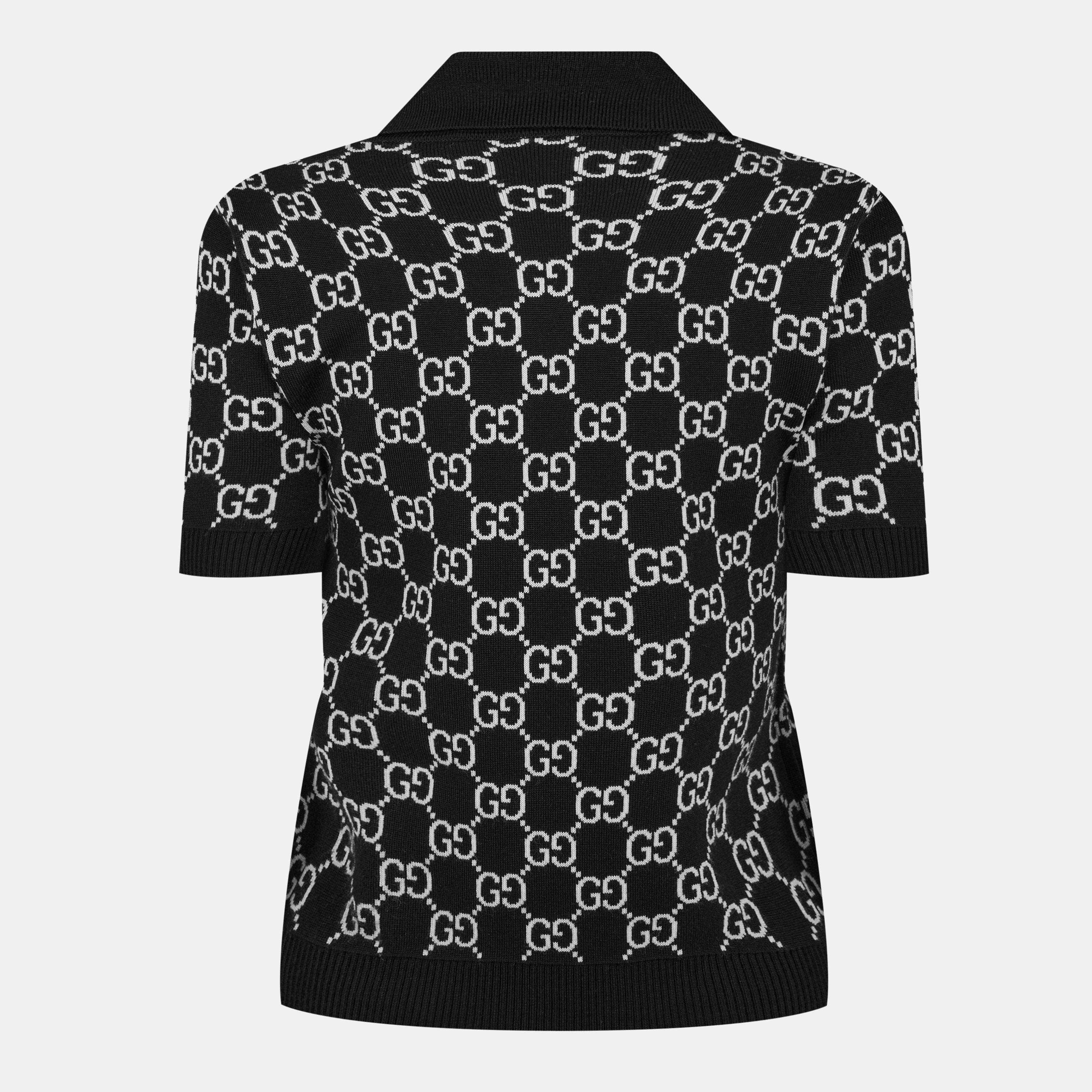 Black/White - Gucci - Reversible GG Wool Jacquard Polo Shirt - 2