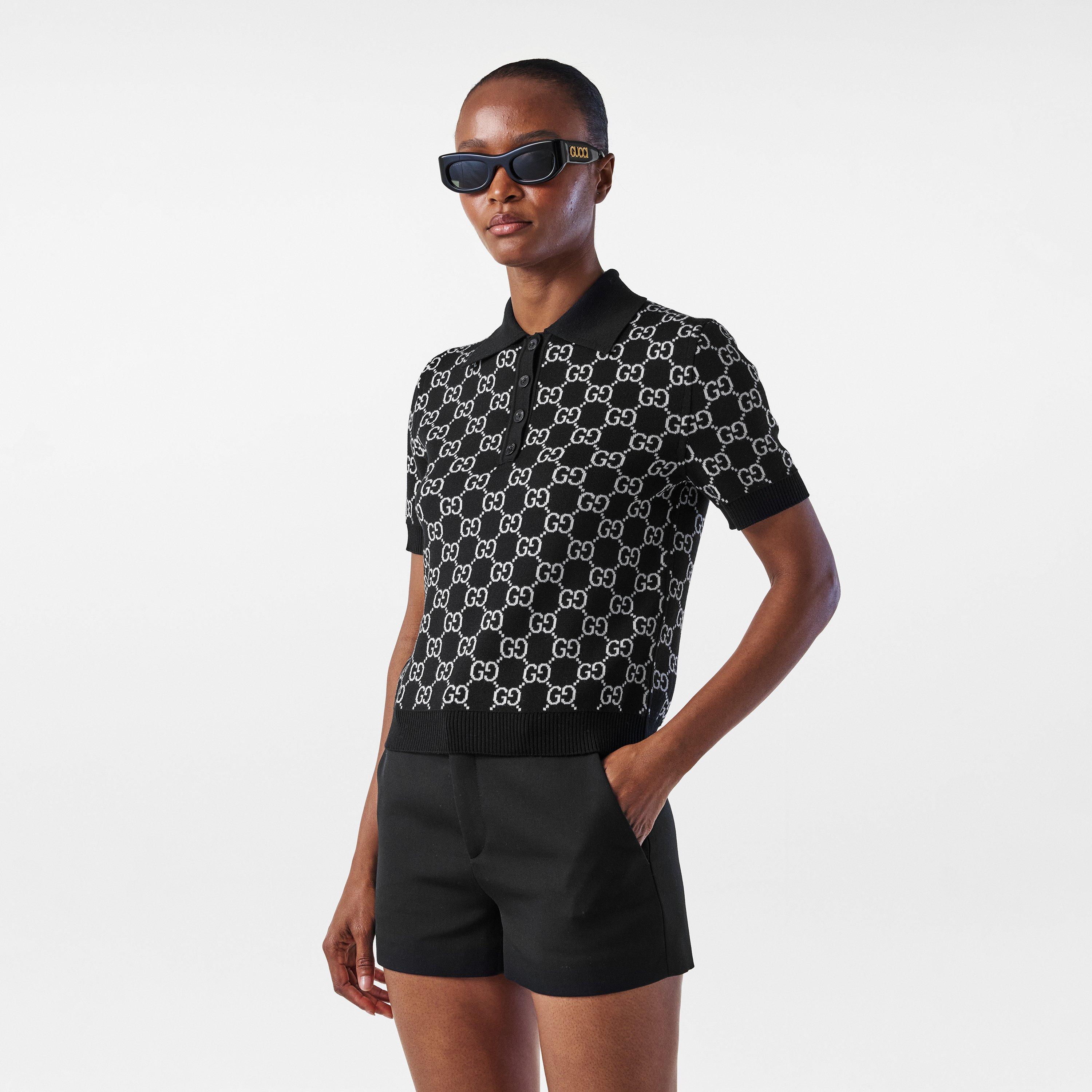 Black/White - Gucci - Reversible GG Wool Jacquard Polo Shirt - 3