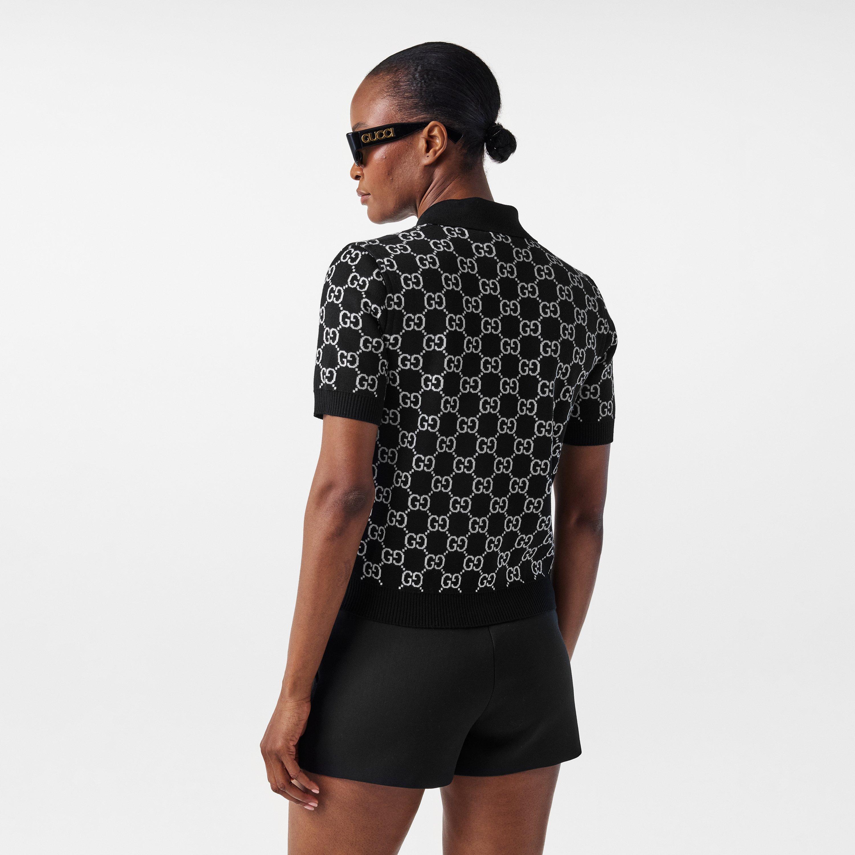 Black/White - Gucci - Reversible GG Wool Jacquard Polo Shirt - 4