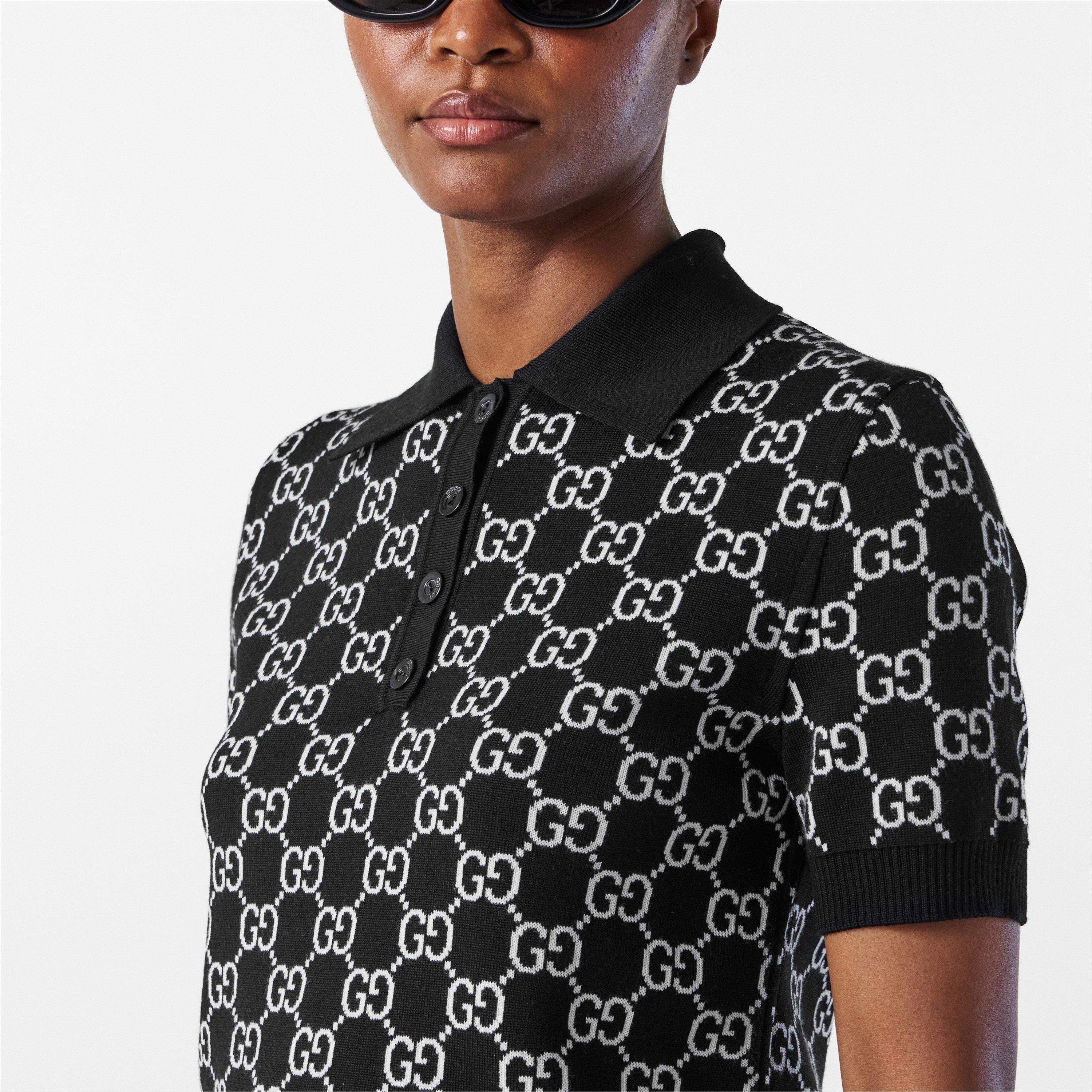 Black/White - Gucci - Reversible GG Wool Jacquard Polo Shirt - 5