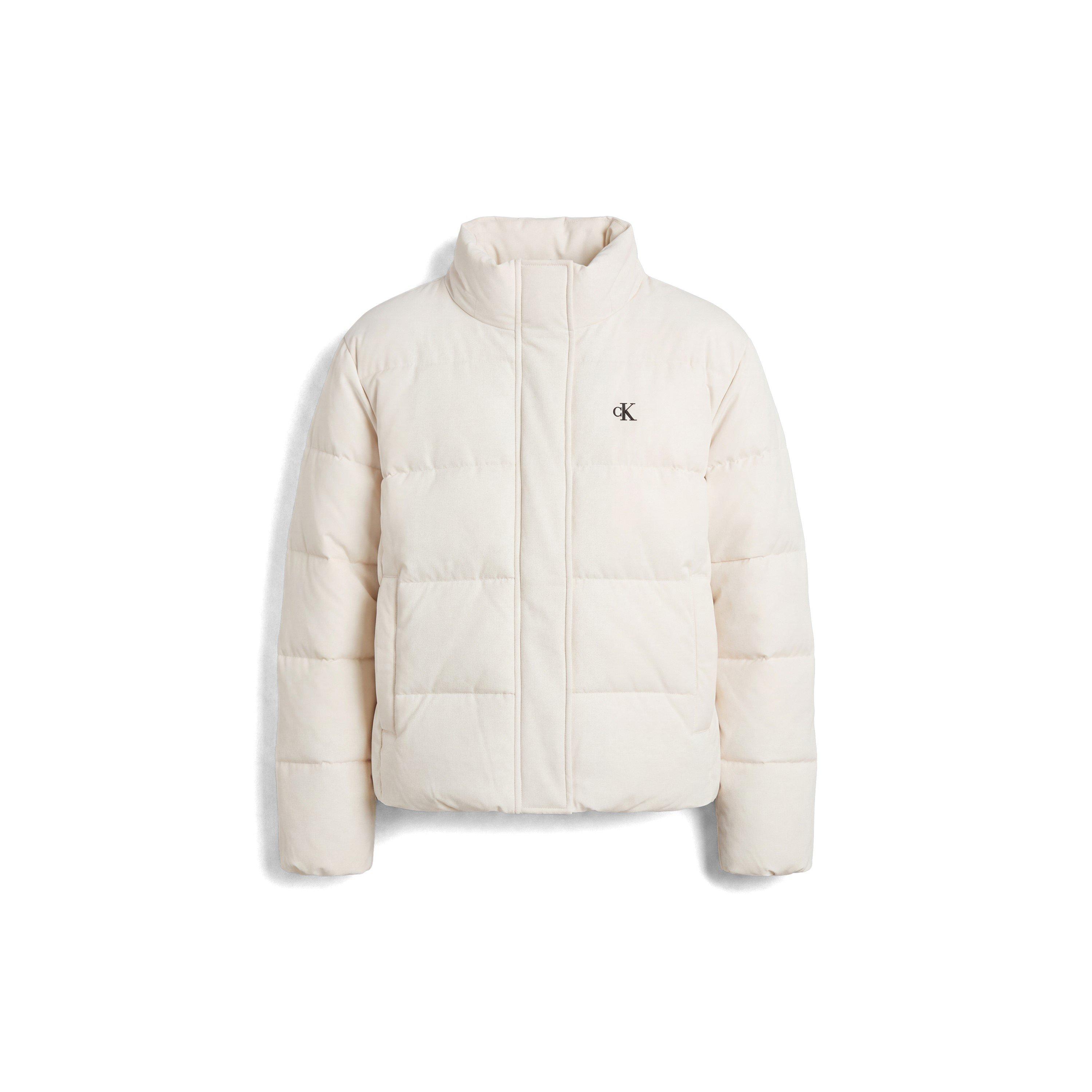 Calvin Klein Jeans Women's Essential Water Resistant Rds-Certified Down Short Puffer Jacket - White - 14 (L)