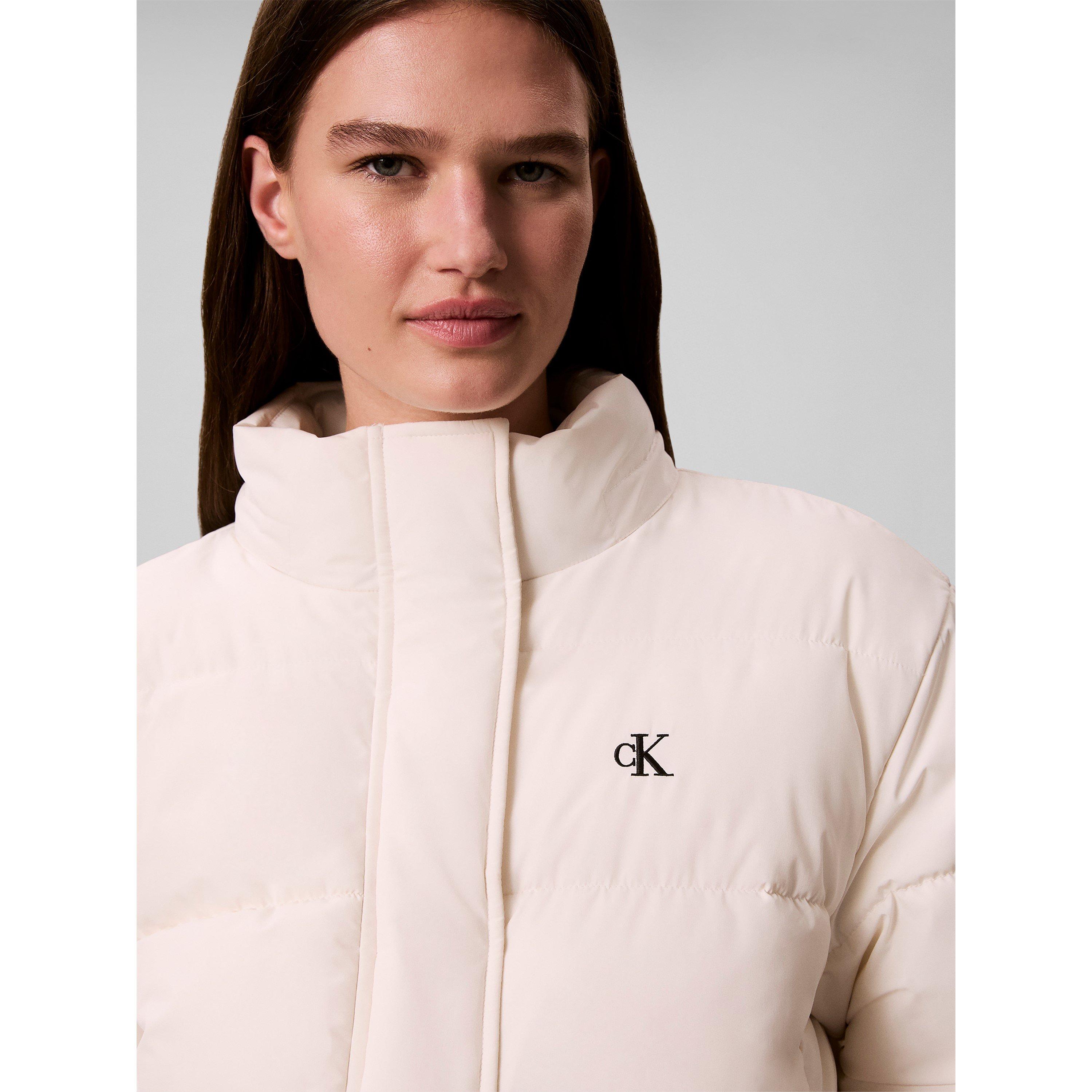 White - Calvin Klein Jeans - Women's  Essential Water Resistant RDS-Certified Down Short Puffer Jacket - 3