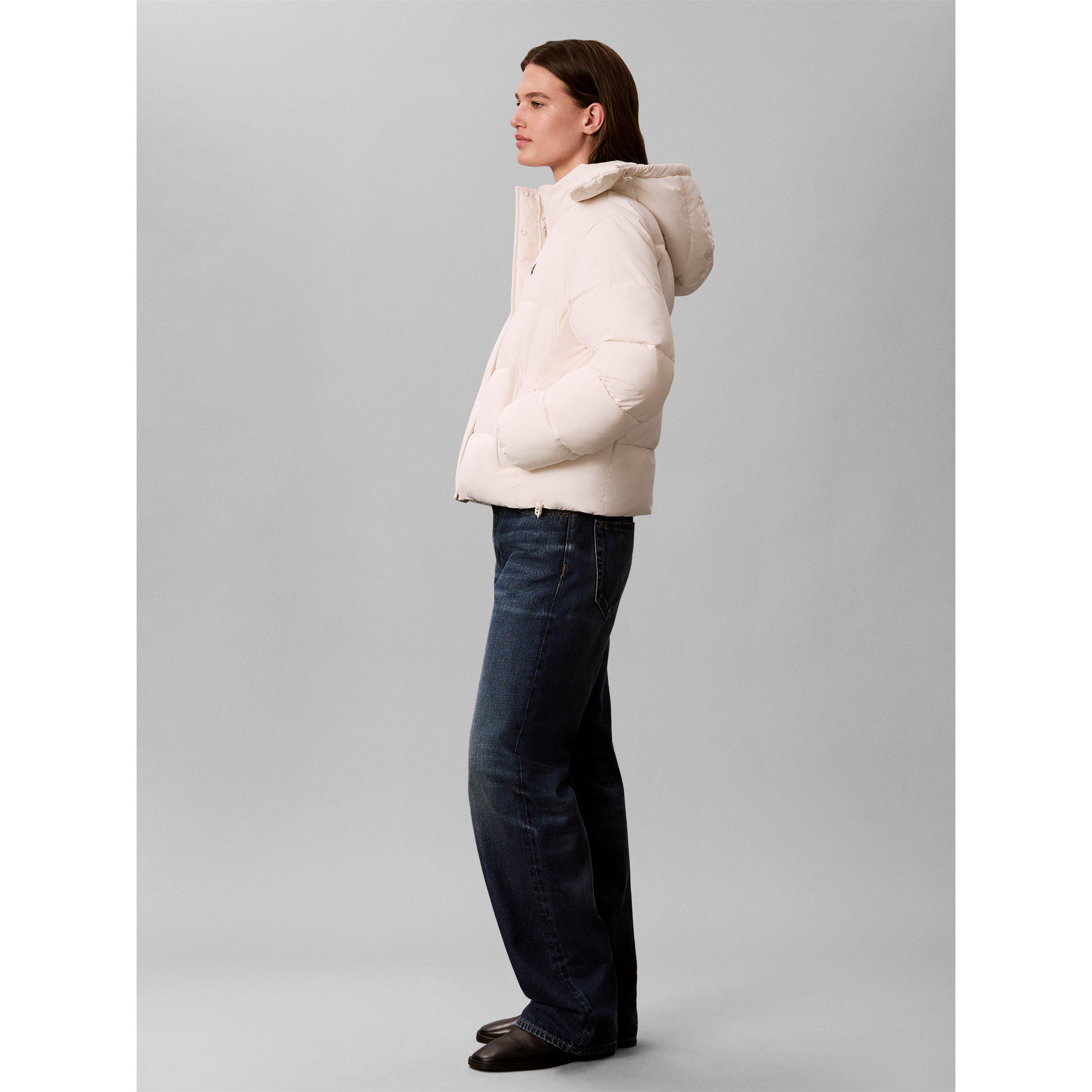 White - Calvin Klein Jeans - Women's  Essential Water Resistant RDS-Certified Down Short Puffer Jacket - 4