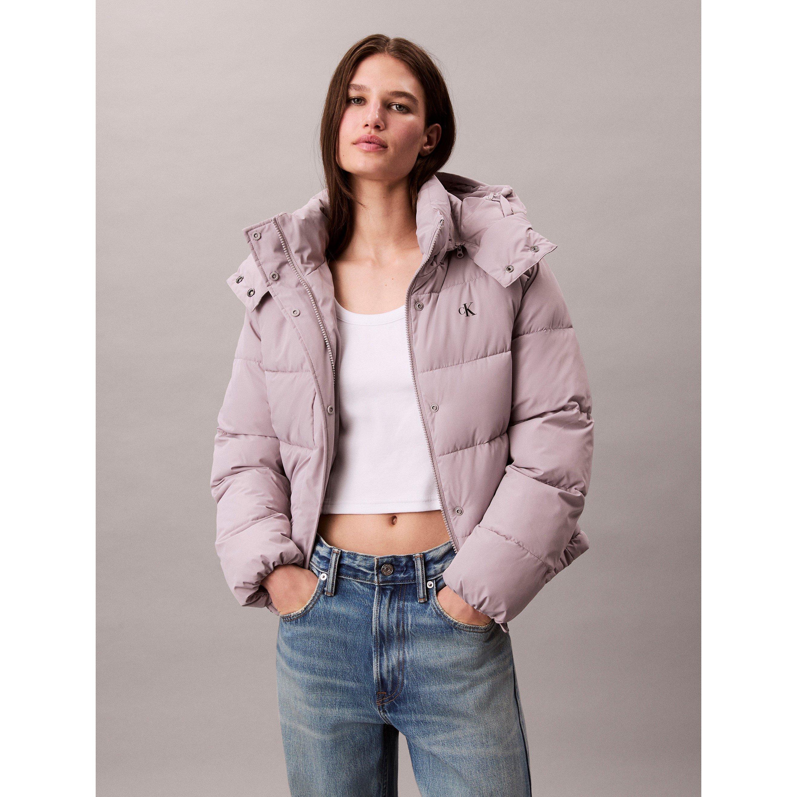 Calvin Klein Jeans Women's Grey Essential Water Resistant Rds-Certified Down Short Puffer Jacket in Size 10, Sports Direct - Image 2