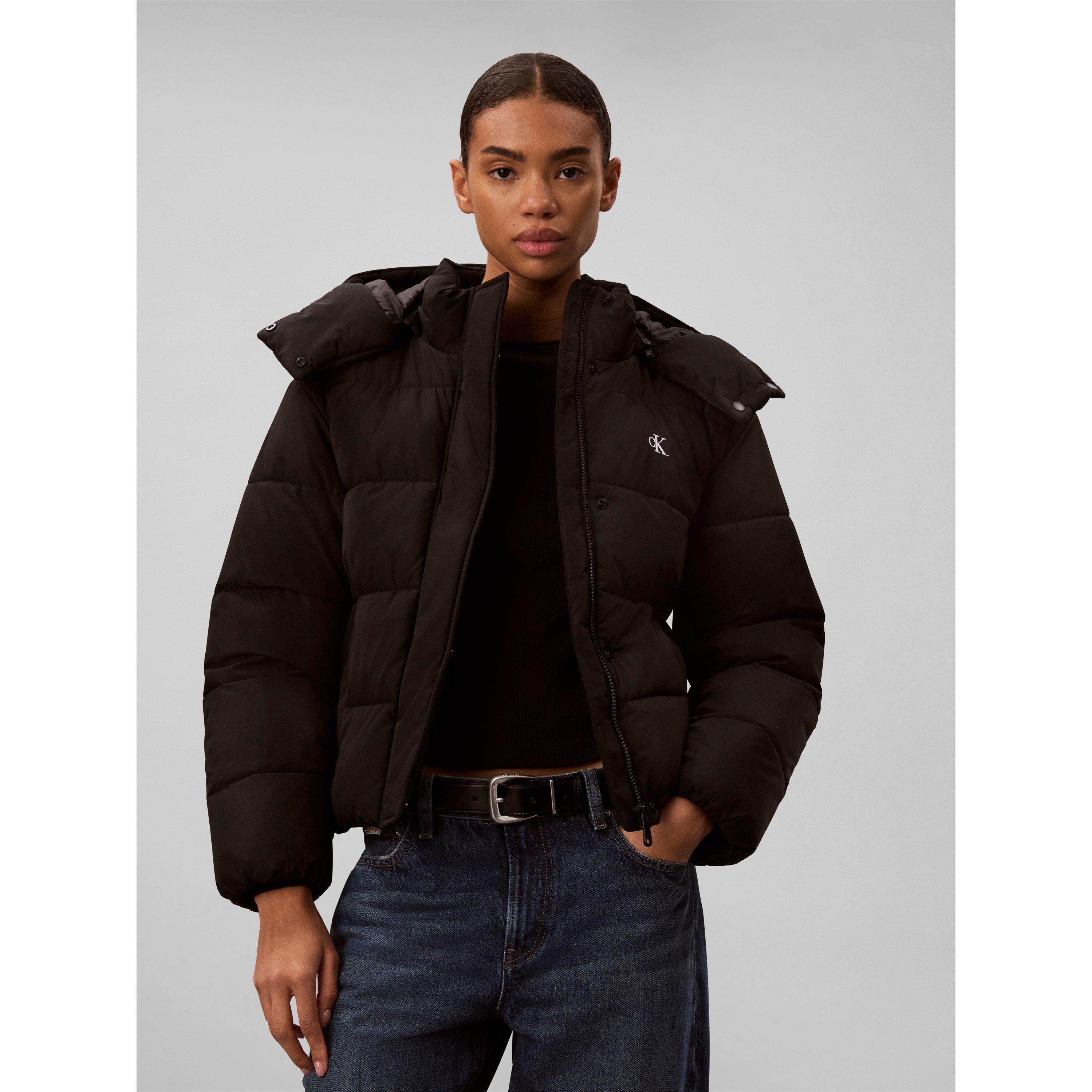 Black - Calvin Klein Jeans - Women's  Essential Water Resistant RDS-Certified Down Short Puffer Jacket - 2