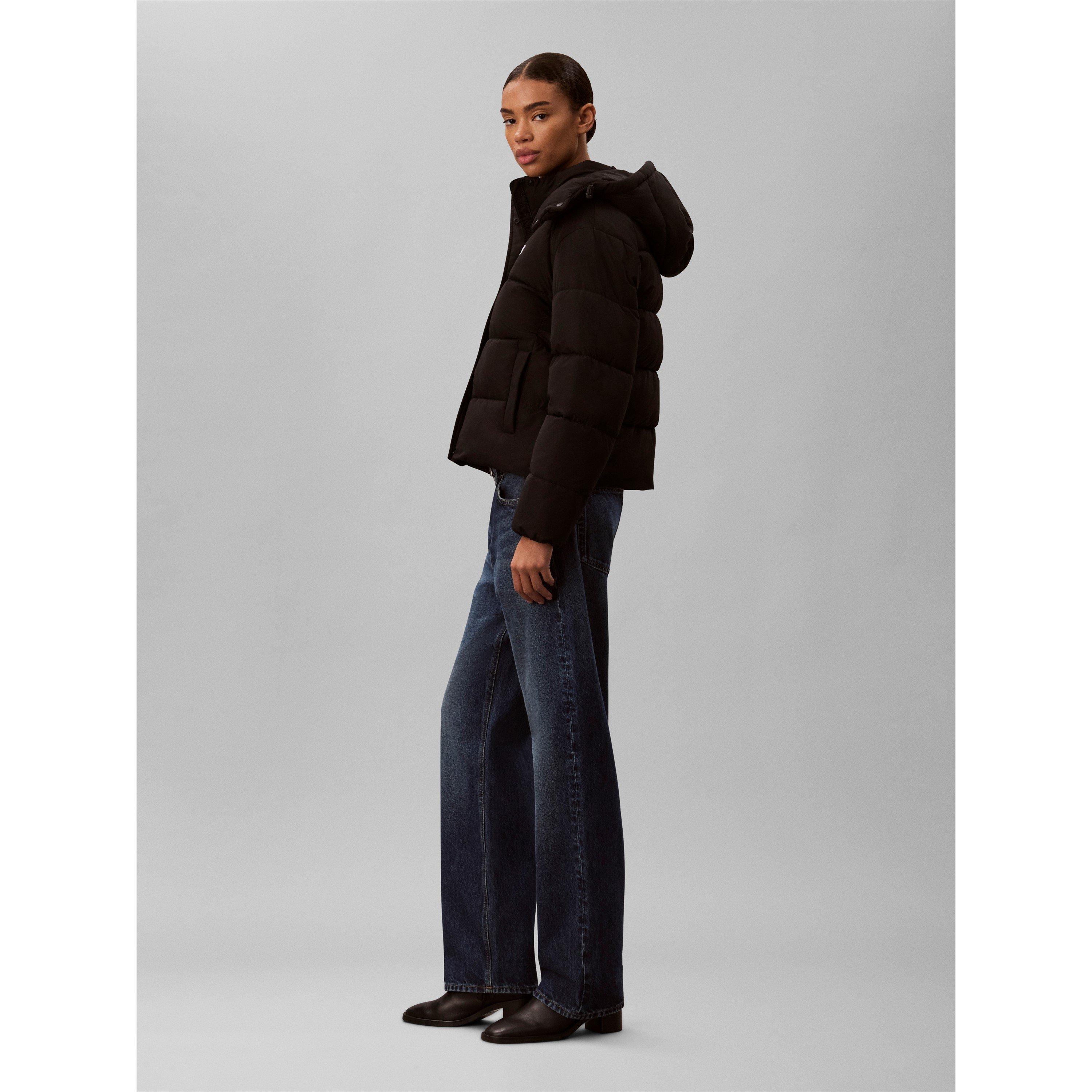 Black - Calvin Klein Jeans - Women's  Essential Water Resistant RDS-Certified Down Short Puffer Jacket - 4