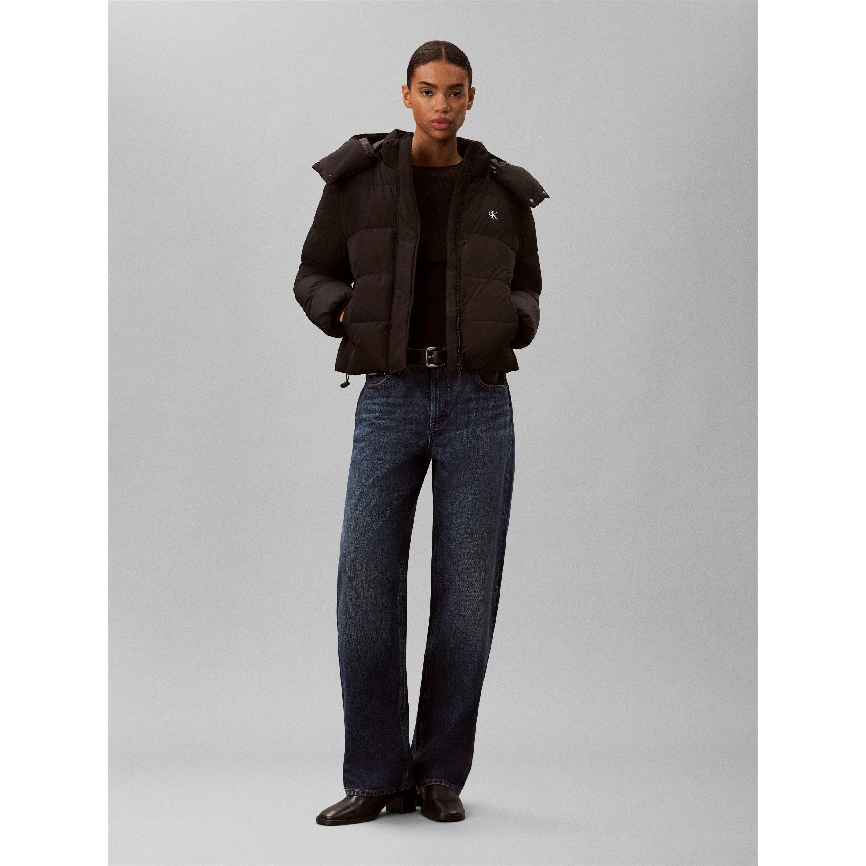Black - Calvin Klein Jeans - Women's  Essential Water Resistant RDS-Certified Down Short Puffer Jacket - 5