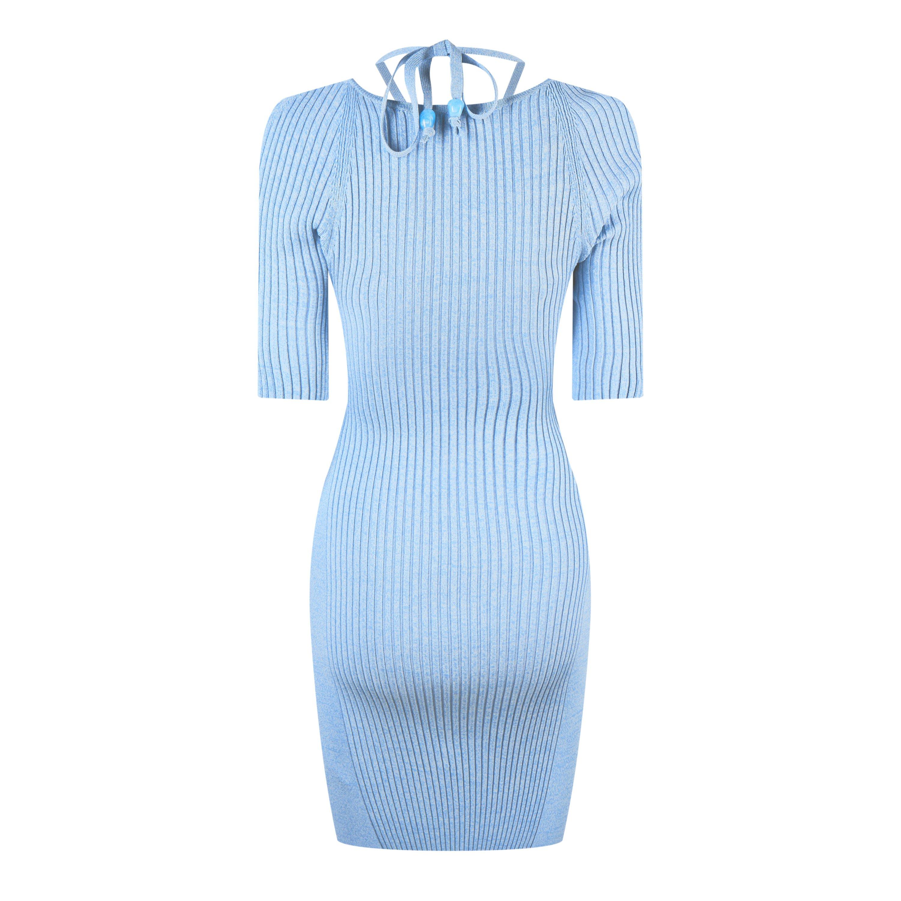 Ethereal Blue - Ganni - Melange Knit Mini Dress - 5