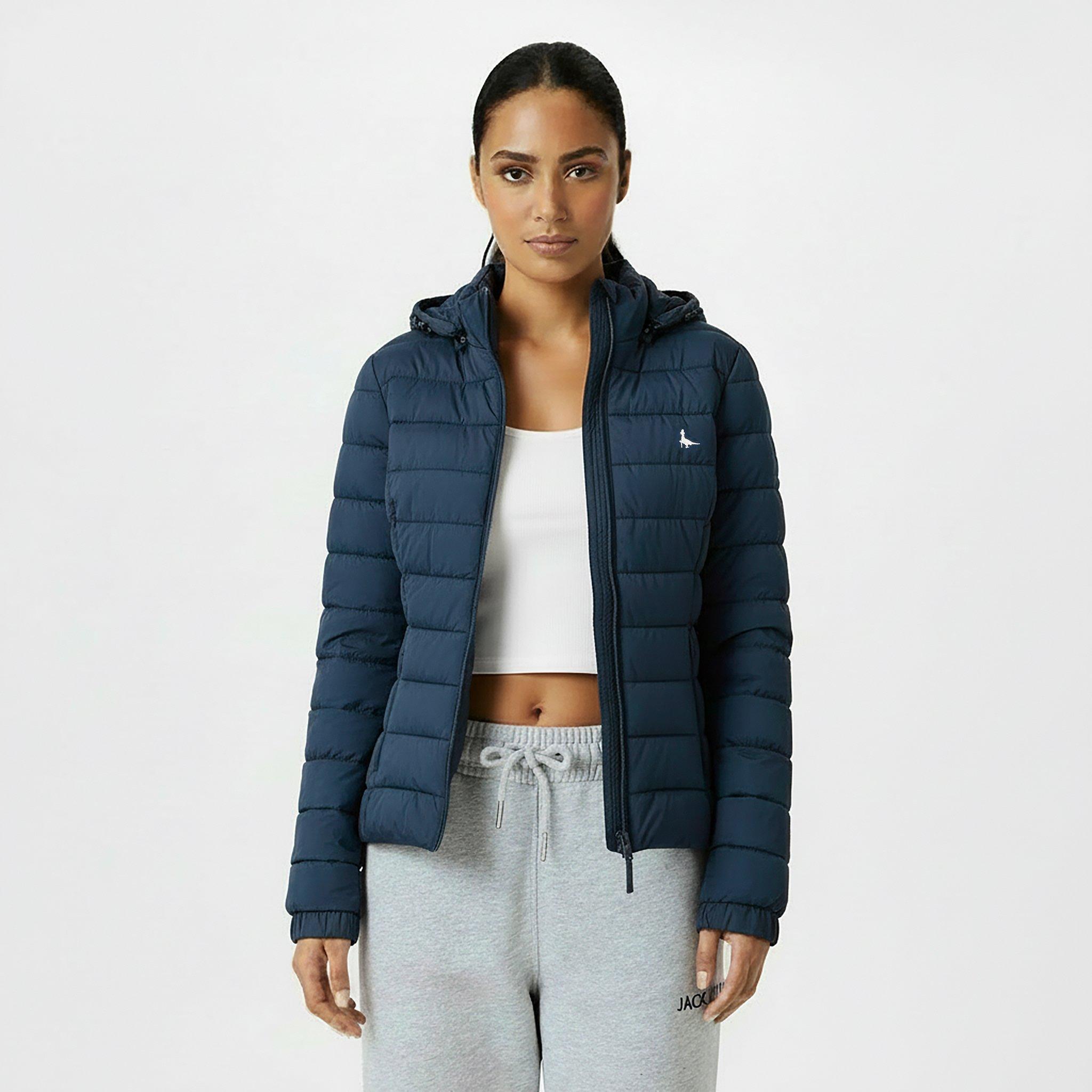 Navy - Jack Wills - Women's Luna Water Resistant Wind Resistant Detachable Hood Short Puffer Jacket - 3