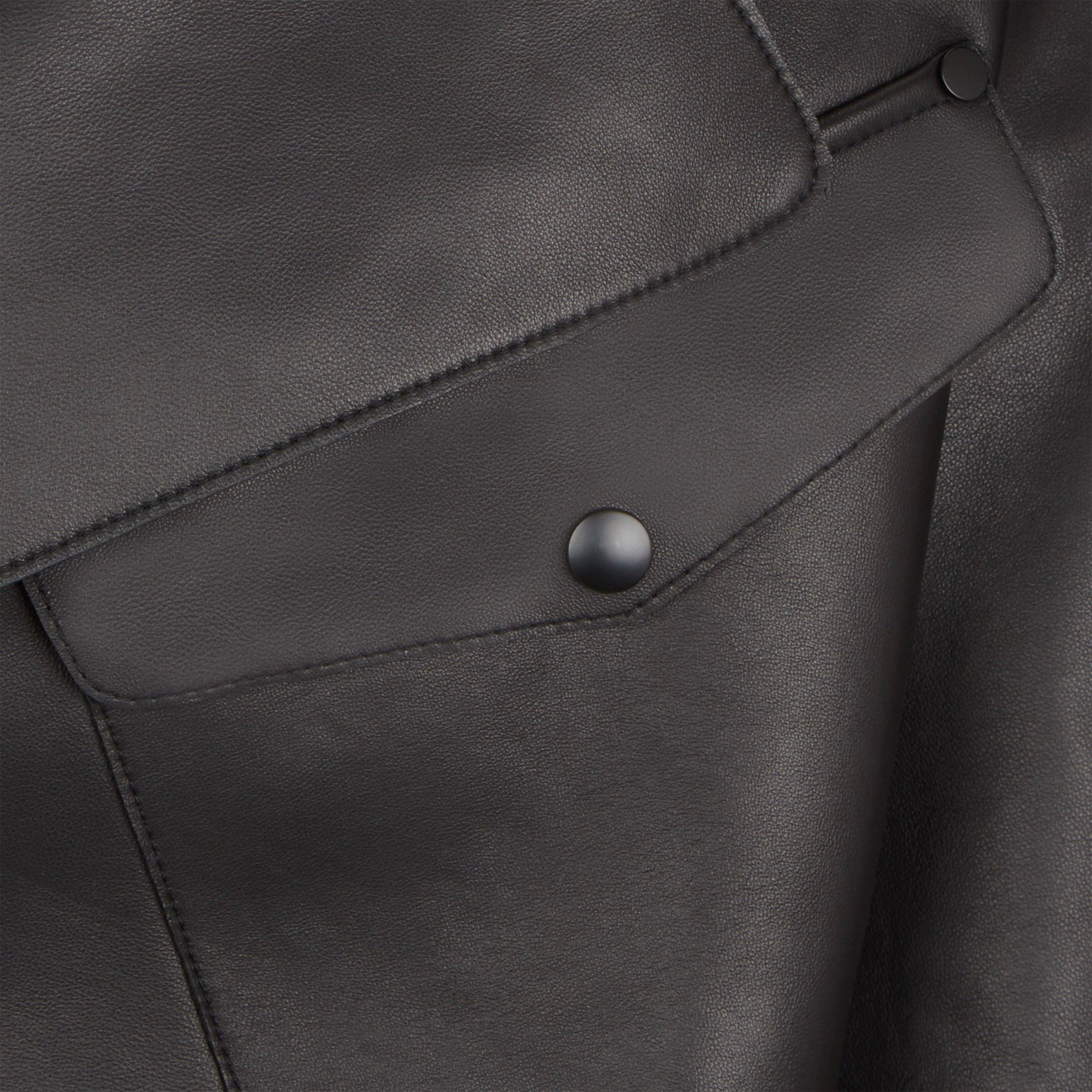 Black - Jane and Tash - Women's Oversized Cropped Leather Long Sleeve Oversized Fit Jacket - 4