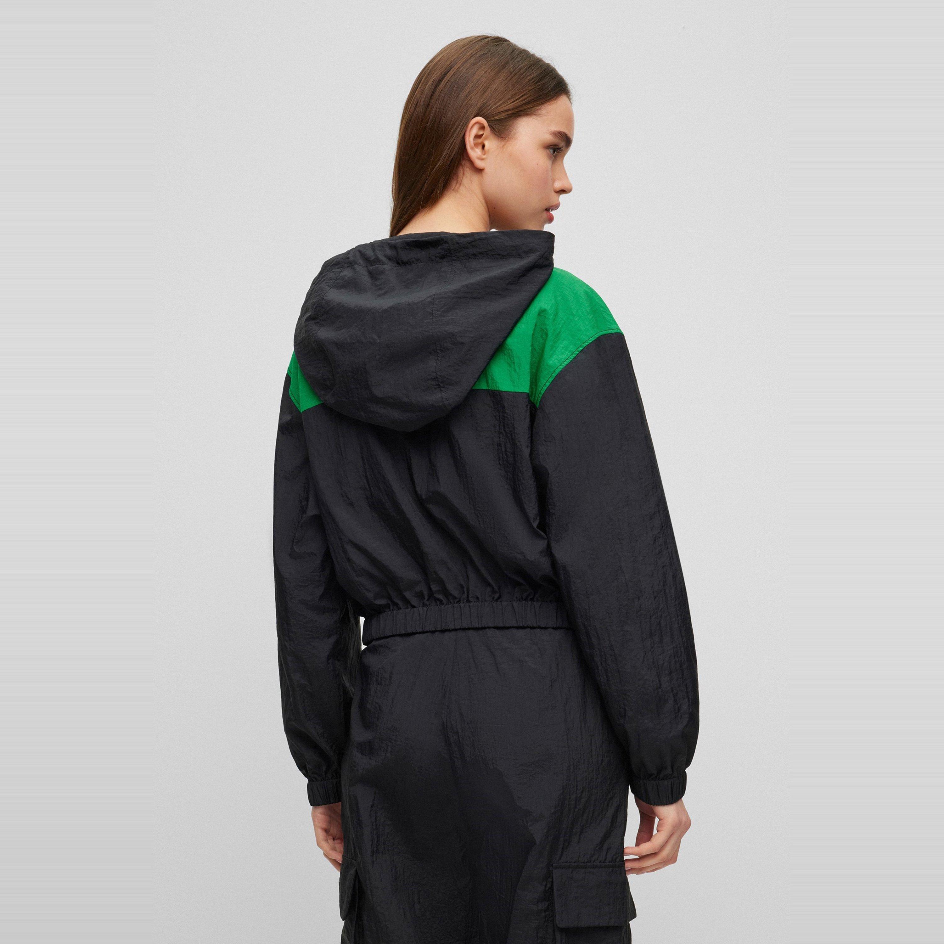 Black 001 - Hugo - Women's 's Hooded Long Sleeve Performance Rugby Jacket - 3