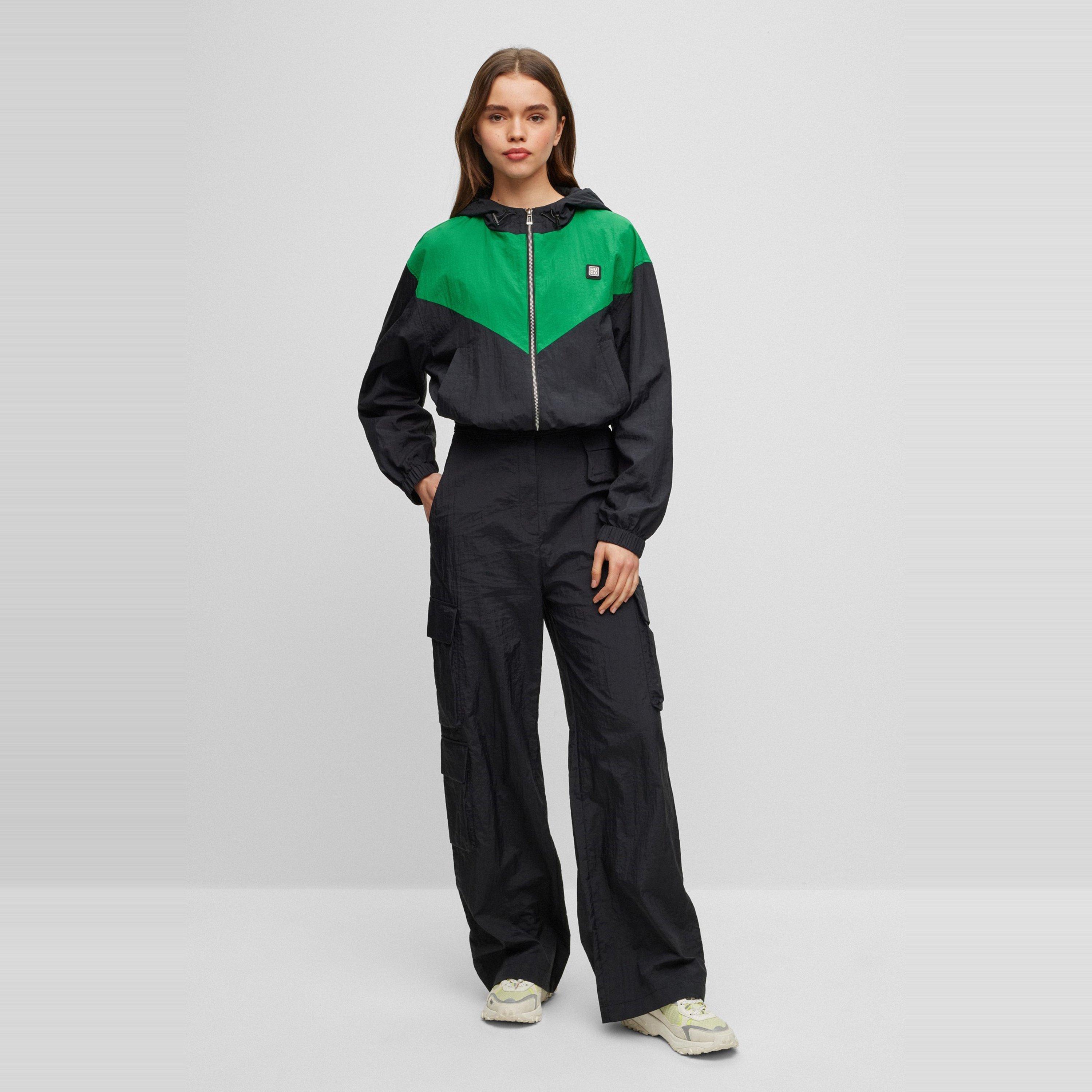 Black 001 - Hugo - Women's 's Hooded Long Sleeve Performance Rugby Jacket - 5