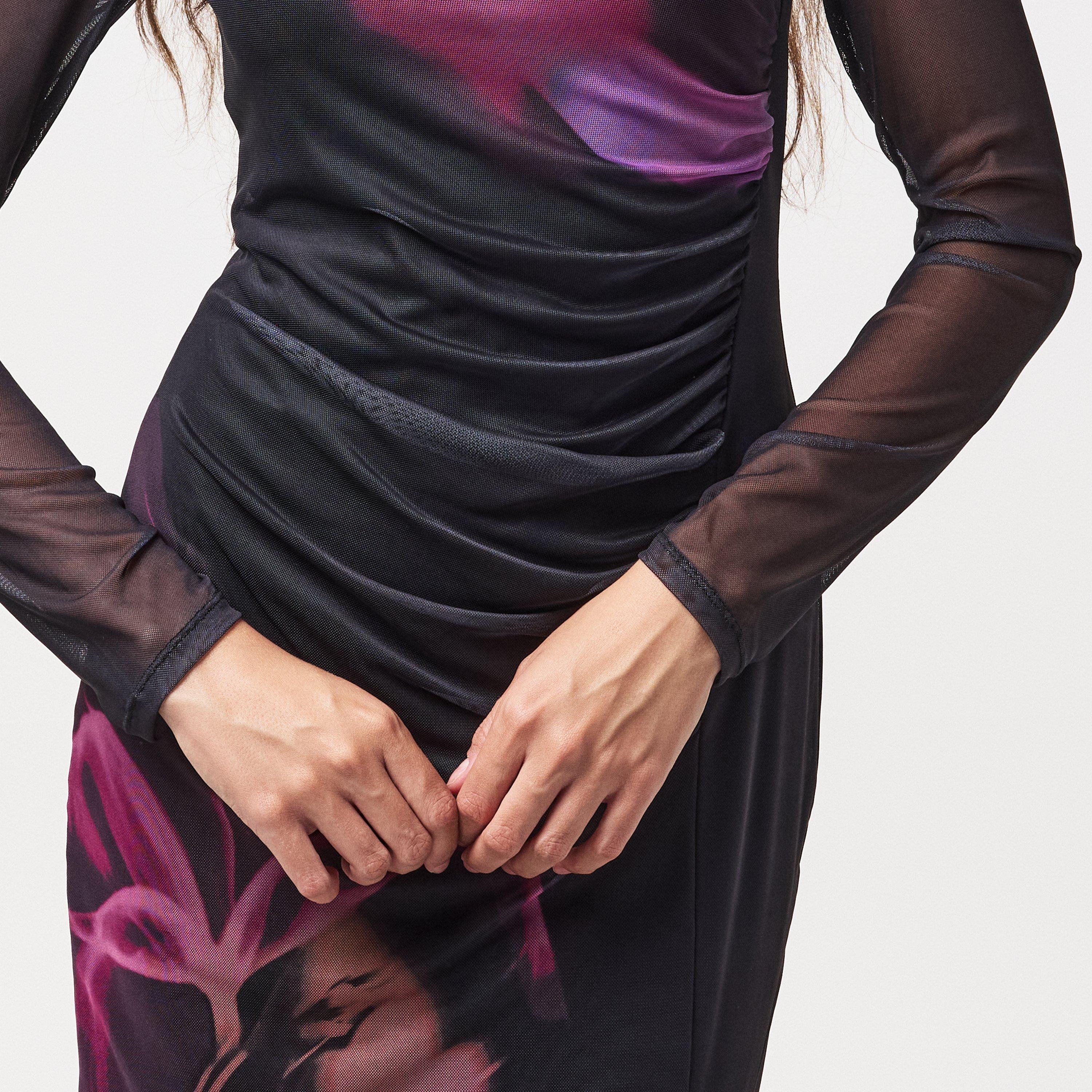 BLACKOUT MULTI - French Connection - Women's Smokey Floral Tea Dress - 5