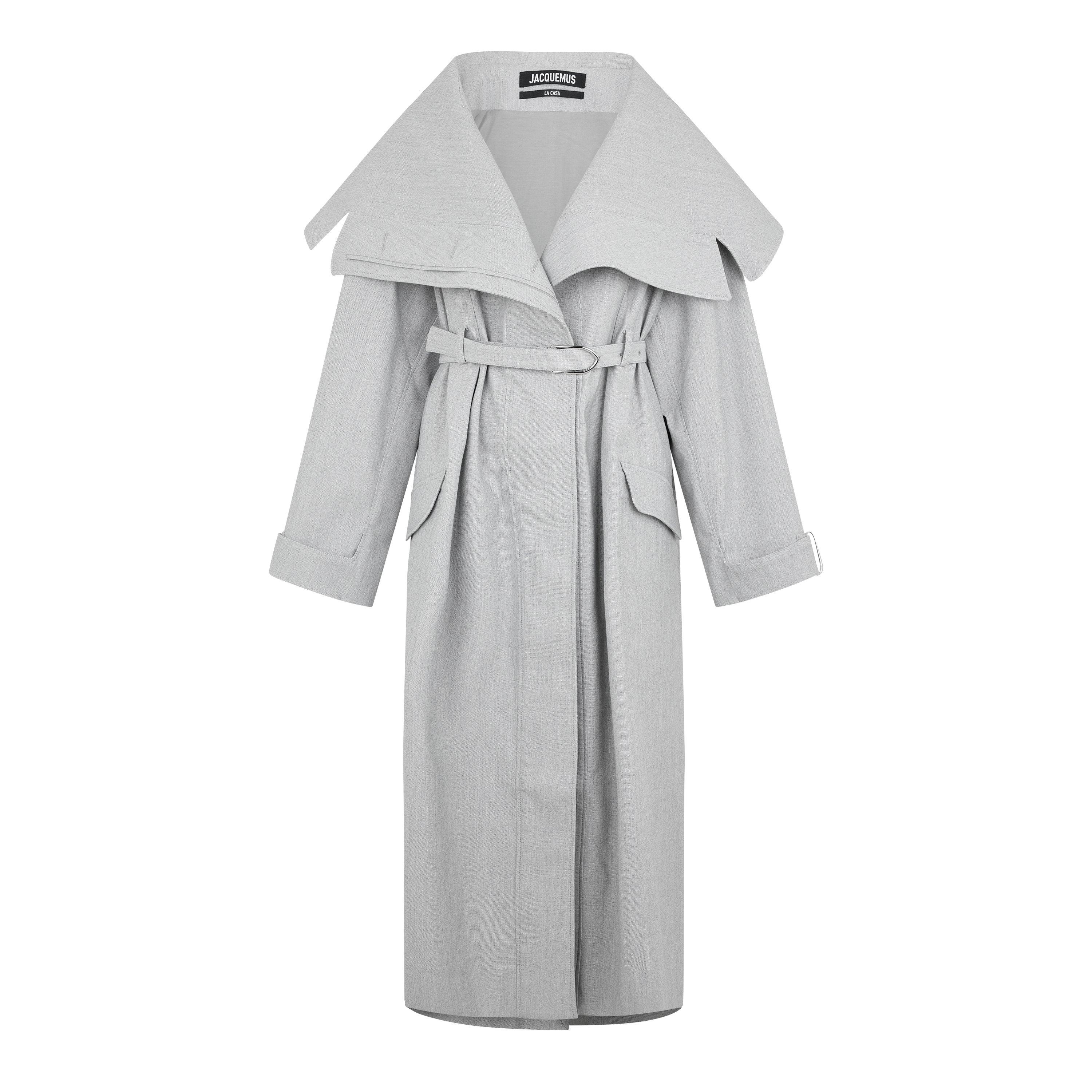 Light Grey - Jacquemus - Women's Le Caruso Long Sleeve Long Oversized Fit Trench Coat - 5