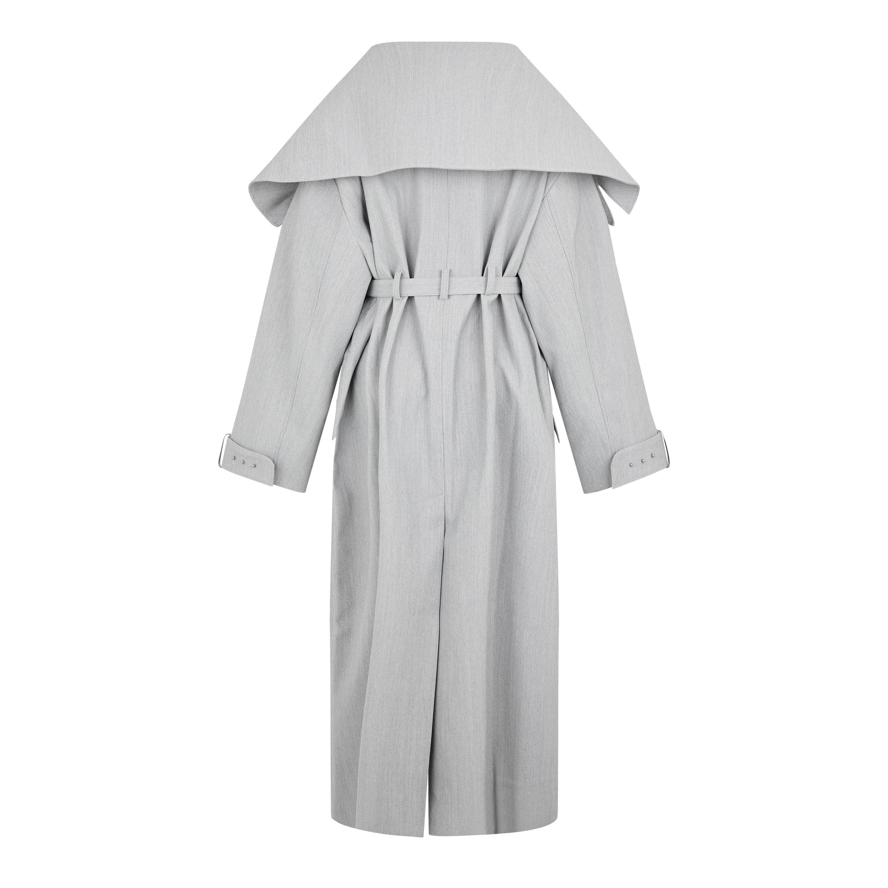 Light Grey - Jacquemus - Women's Le Caruso Long Sleeve Long Oversized Fit Trench Coat - 6