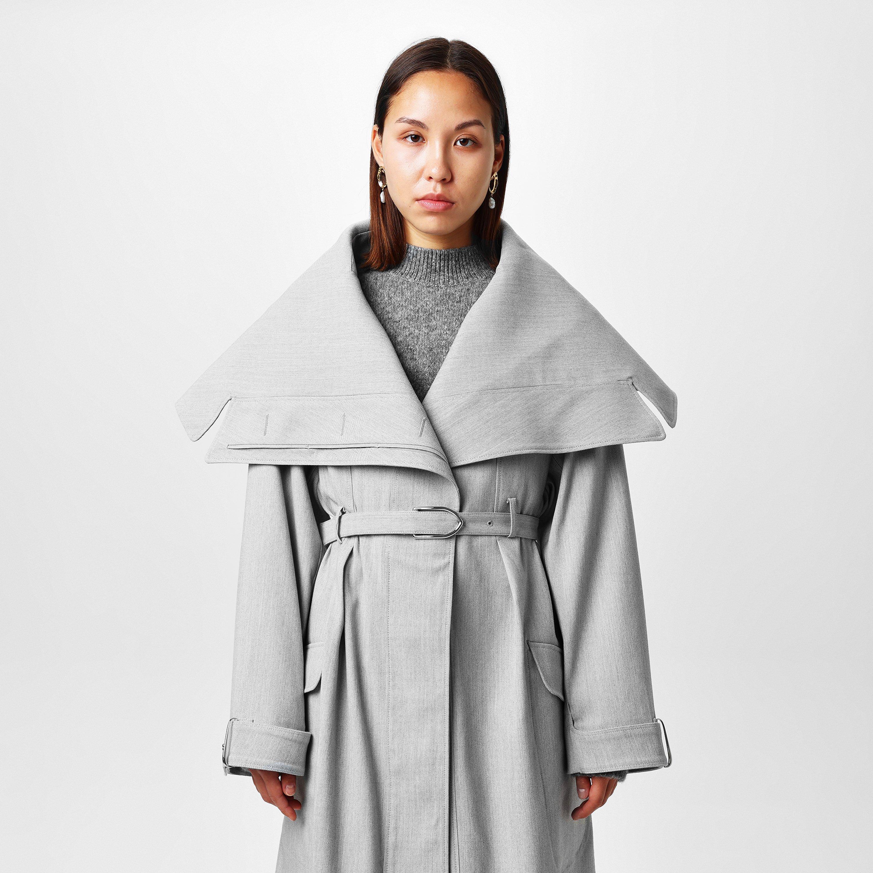 Light Grey - Jacquemus - Women's Le Caruso Long Sleeve Long Oversized Fit Trench Coat - 4