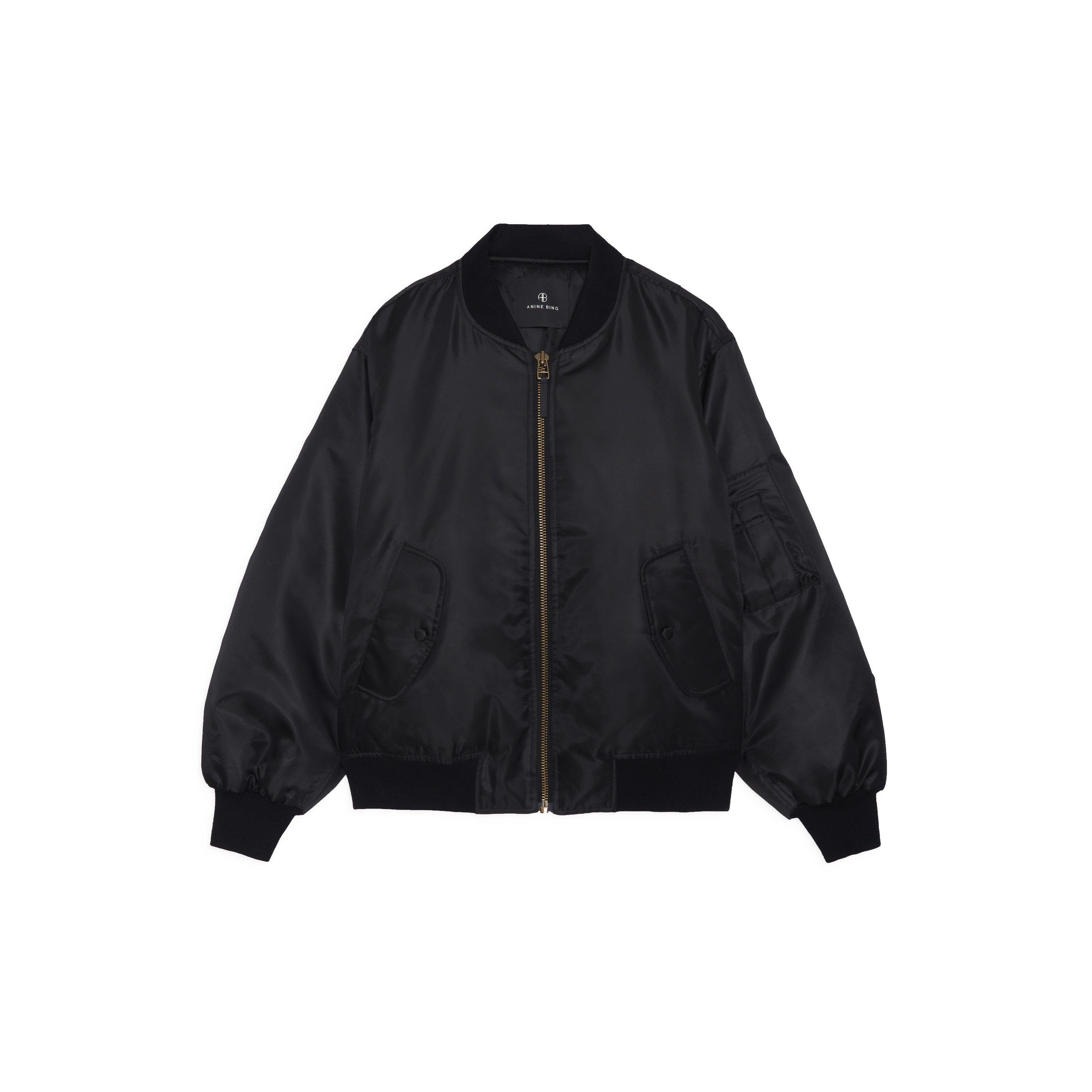 Anine Bing Womens Leon Bomber Jacket - Black - Size 14 (L)