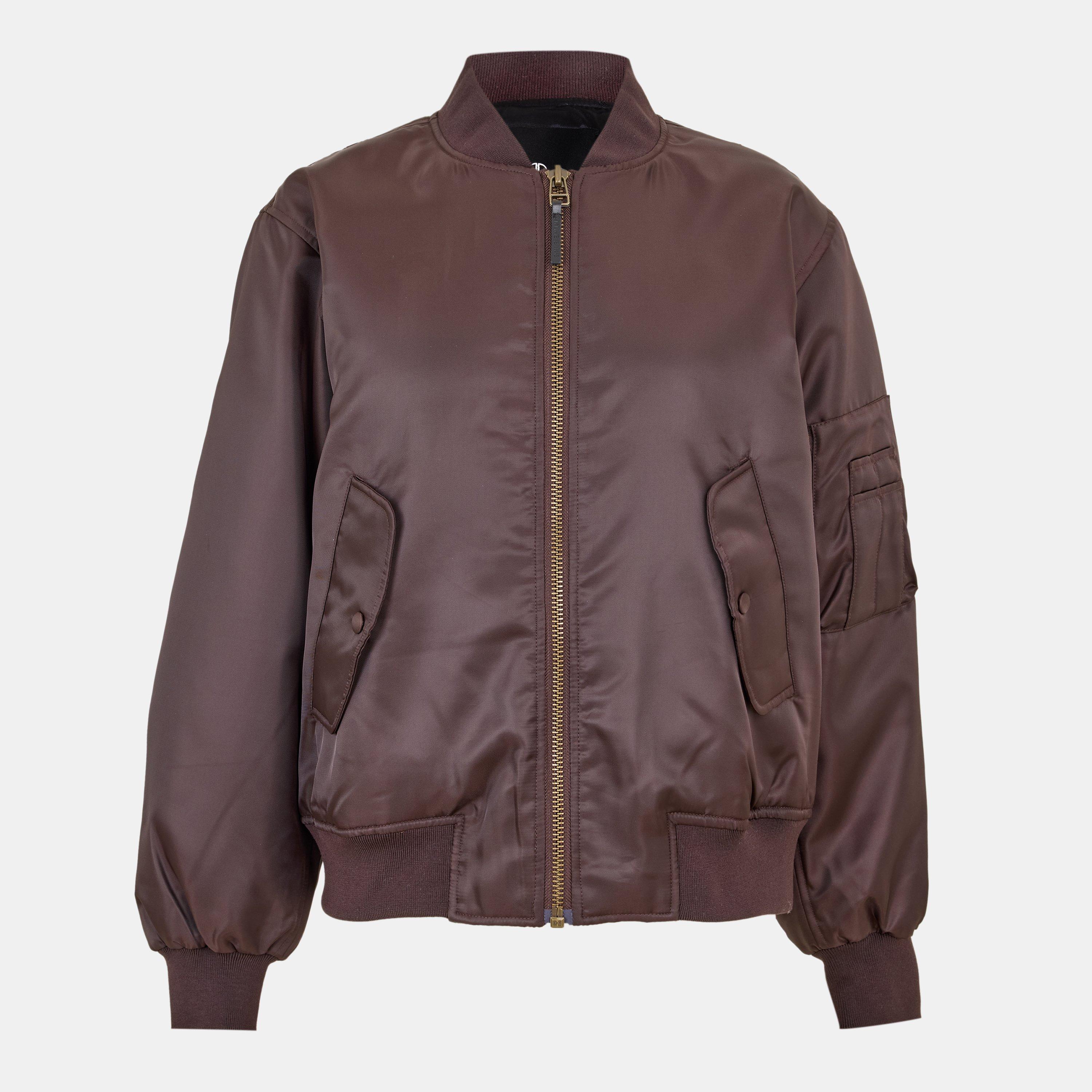 Anine Bing Womens Leon Bomber Jacket - DARK BROWN - Size 14 (L)