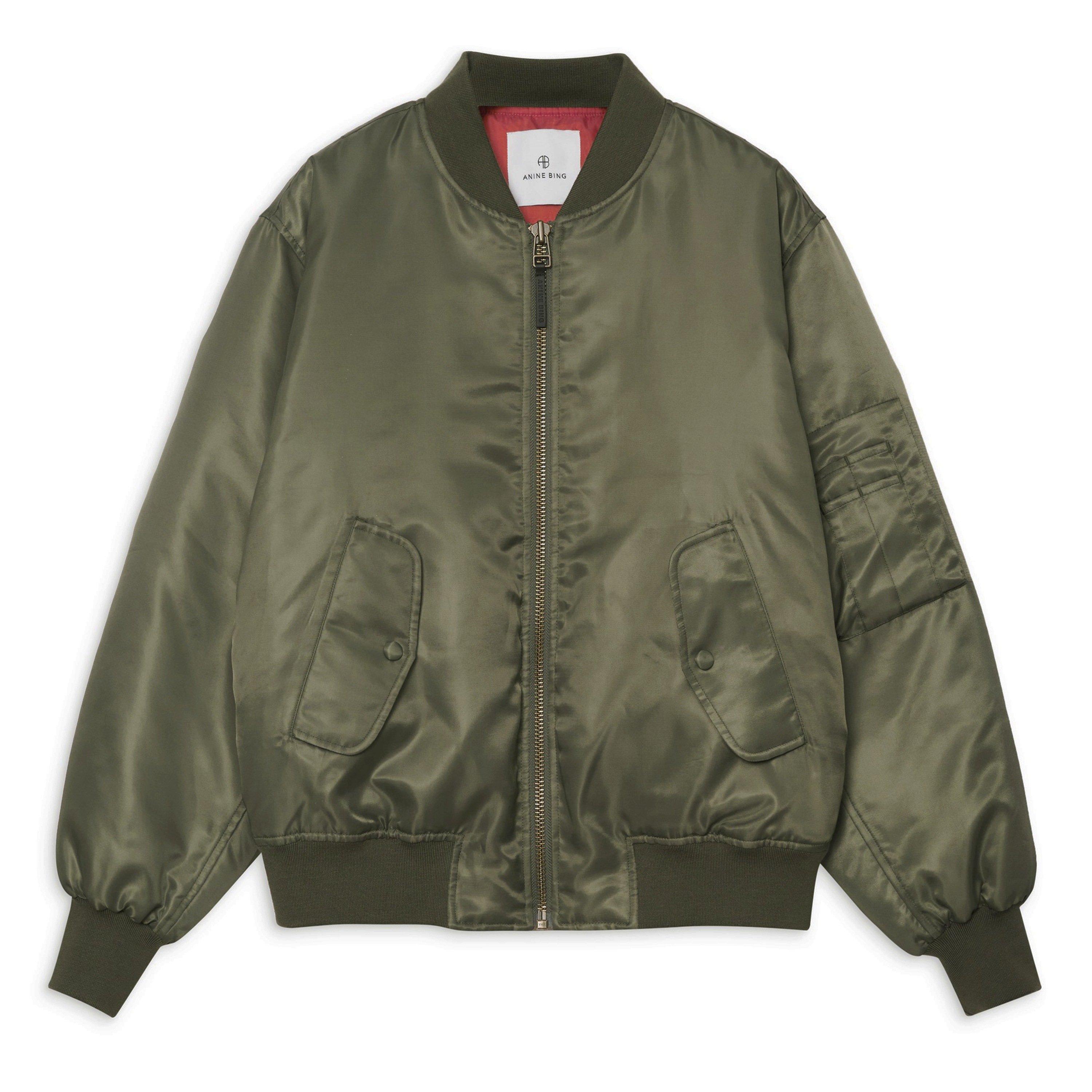 Anine Bing Womens Leon Bomber Jacket - Army Green - Size 14 (L)