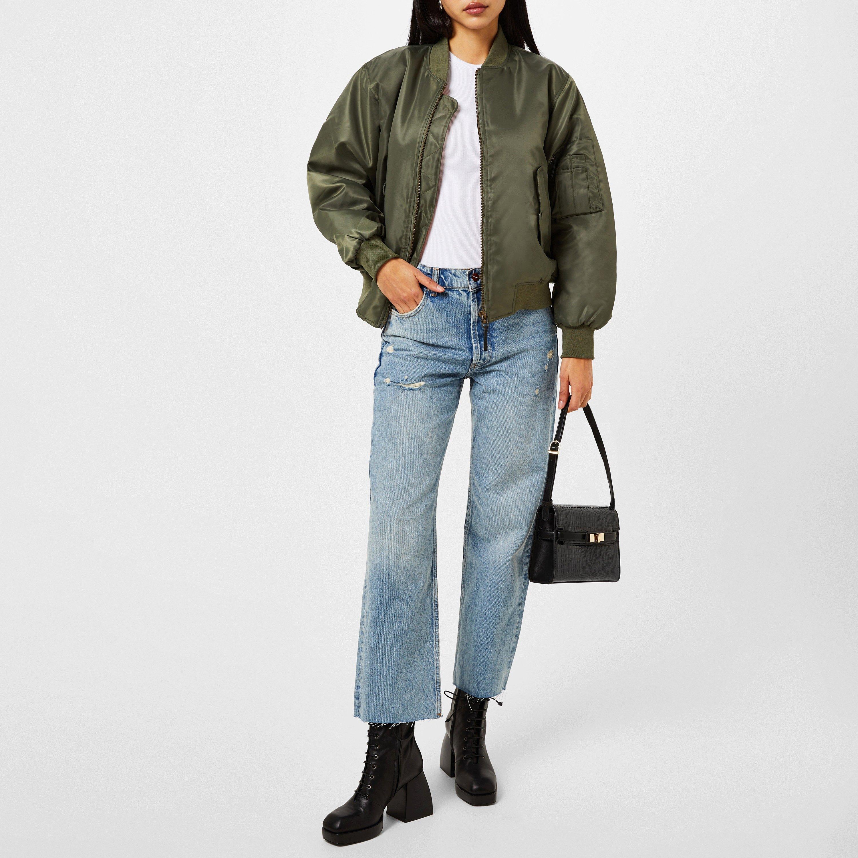 Army Green - Anine Bing - Women's Leon Long Sleeve Oversized Fit Bomber Jacket - 7