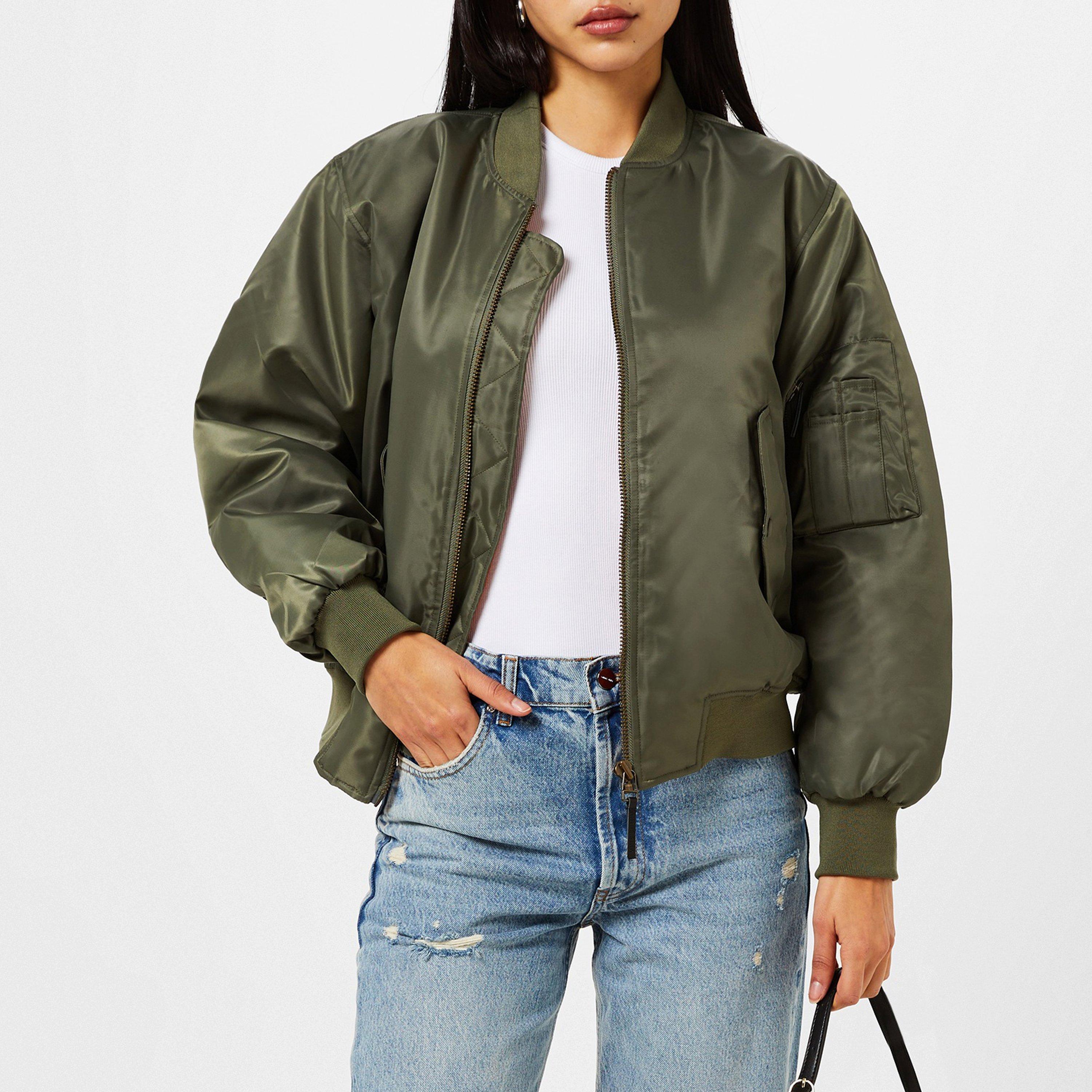 Army Green - Anine Bing - Women's Leon Long Sleeve Oversized Fit Bomber Jacket - 3
